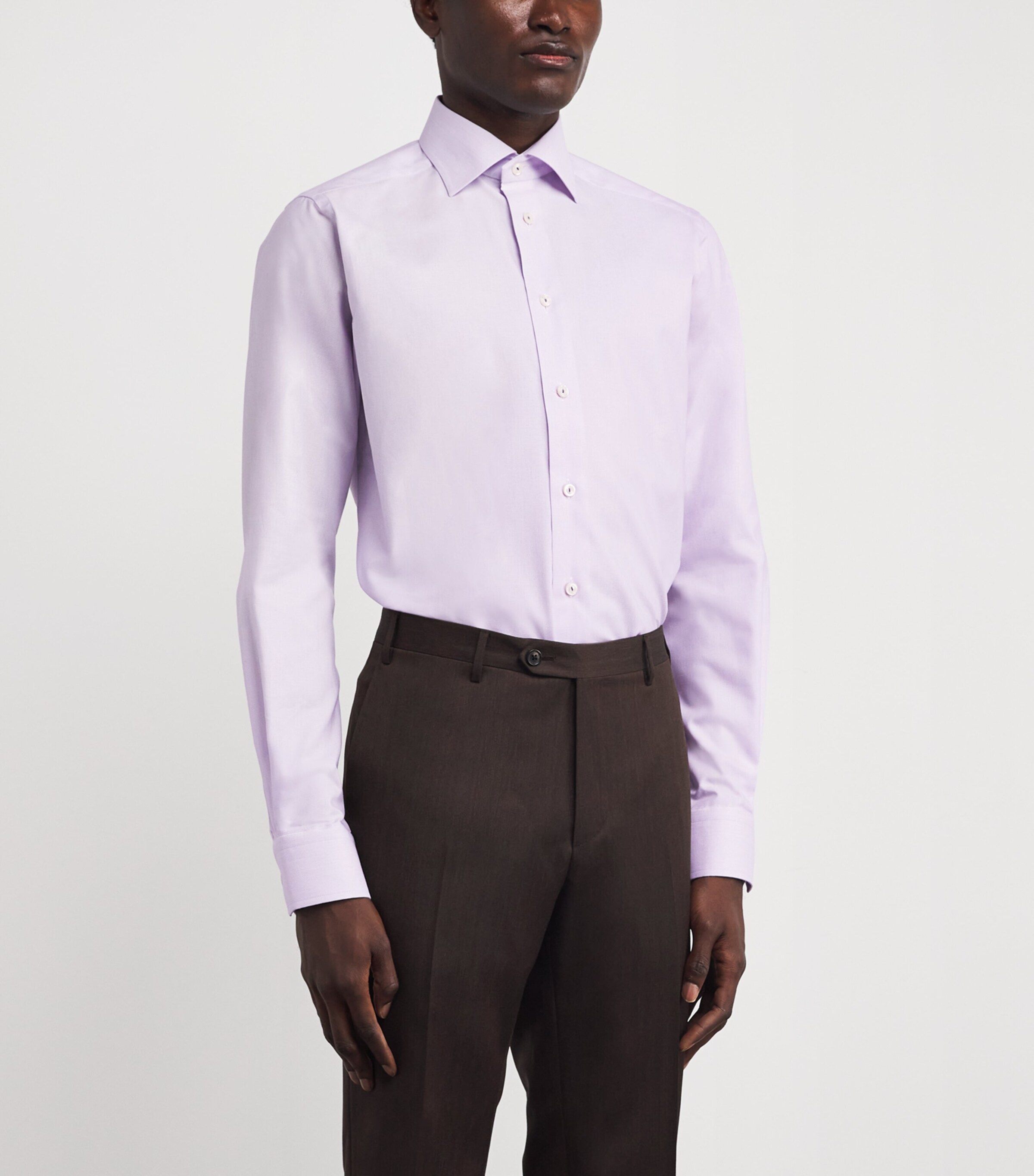 Eton Mens Cotton-Blend Oxford Shirt Light Purple Image 3