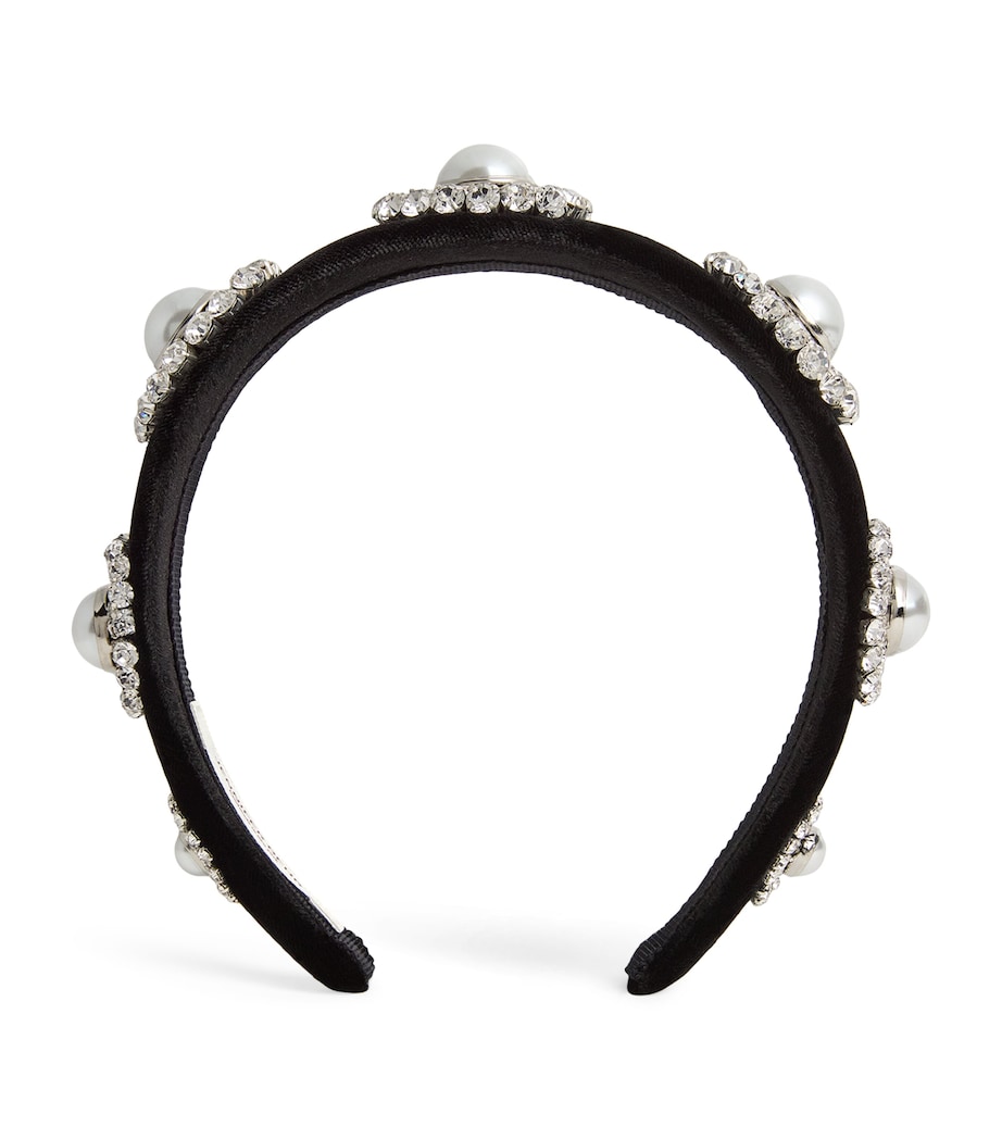 Velvet Embellished Sidney Headband BLACK PEARL Image 1