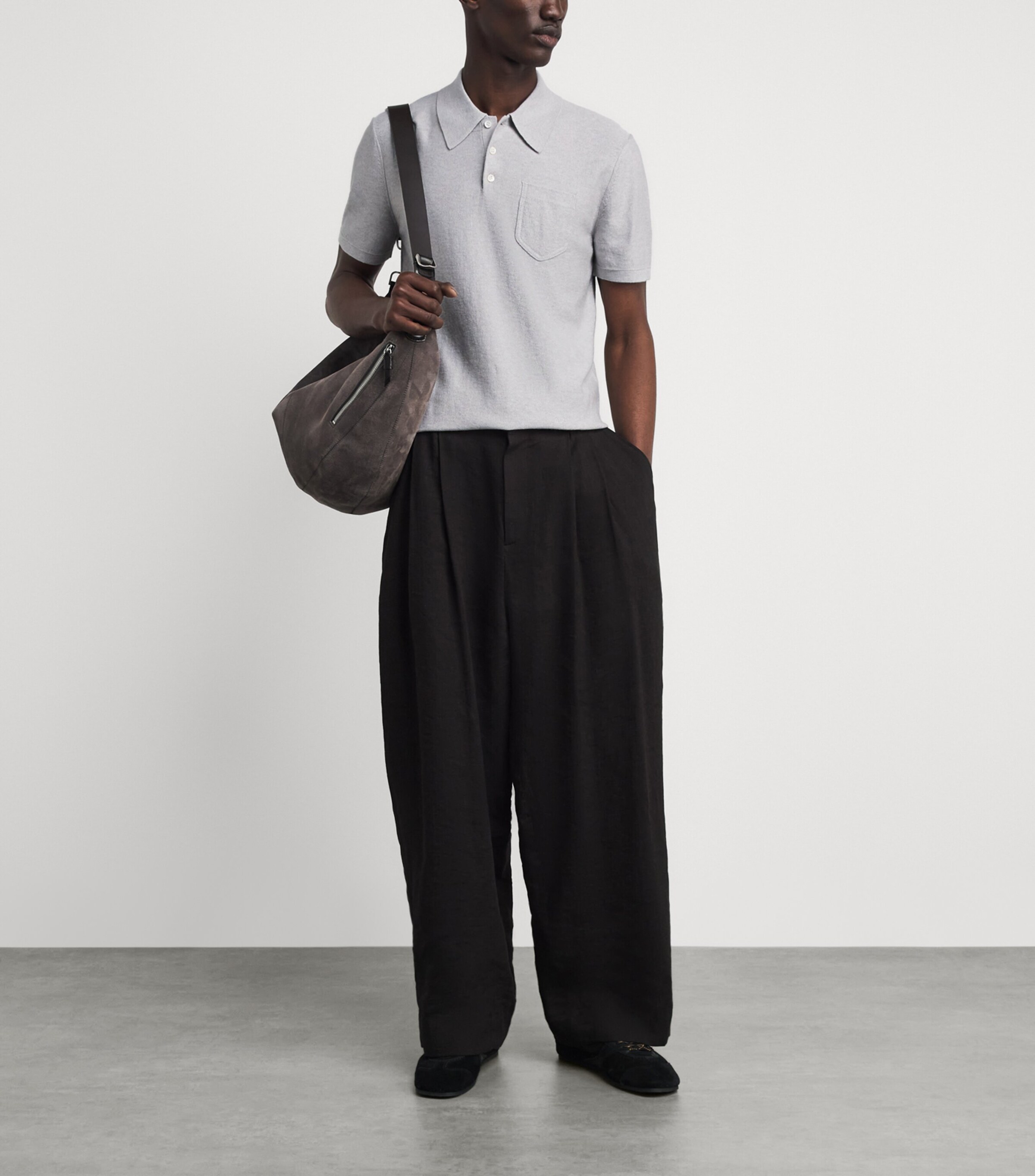 A.P.C. Mens Cotton-Cashmere Eliot Polo Shirt Plb Gris Chine Image 2