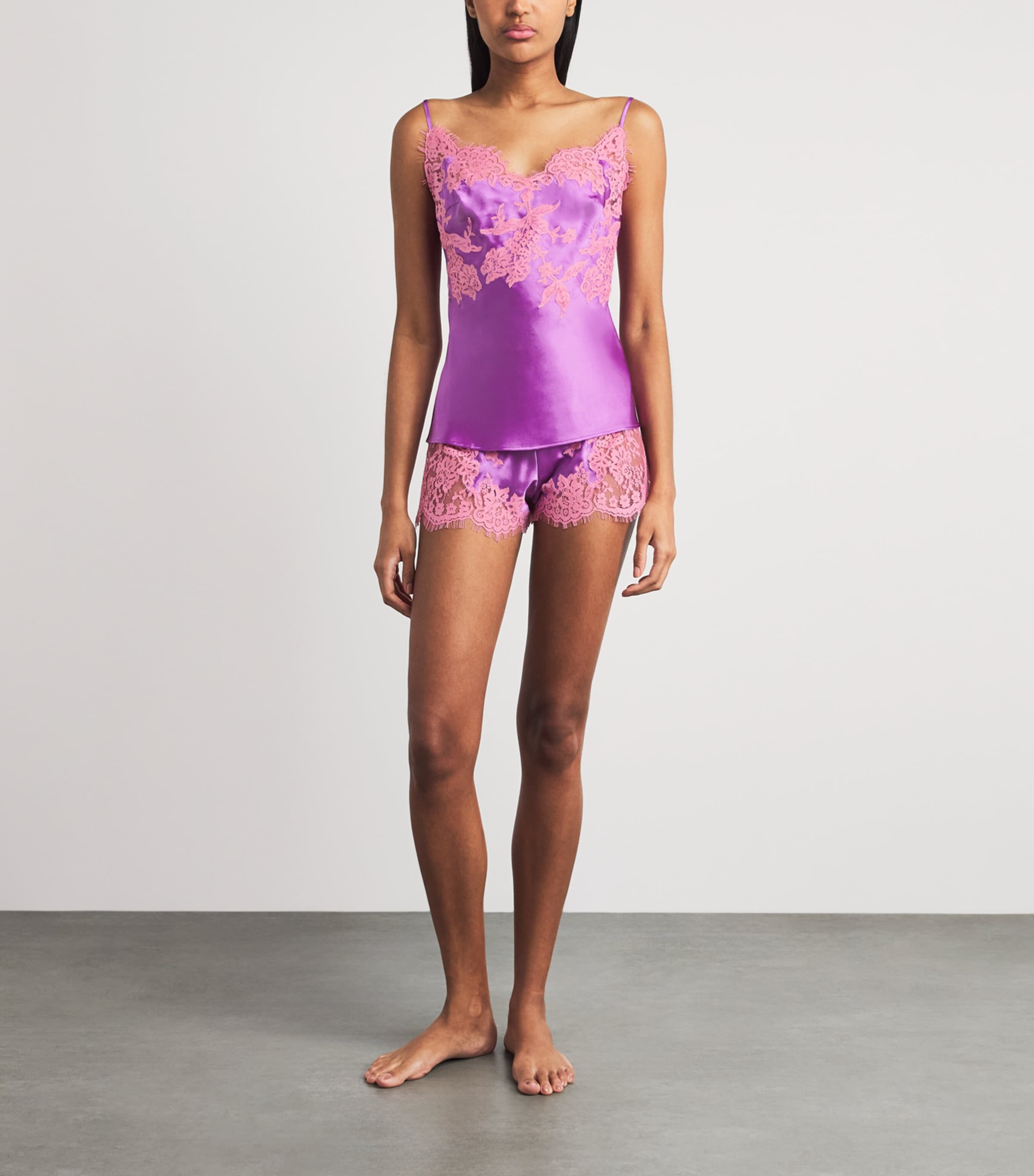 Marjolaine Womens Silk Floral Tess Camisole Grape W Blush Image 2