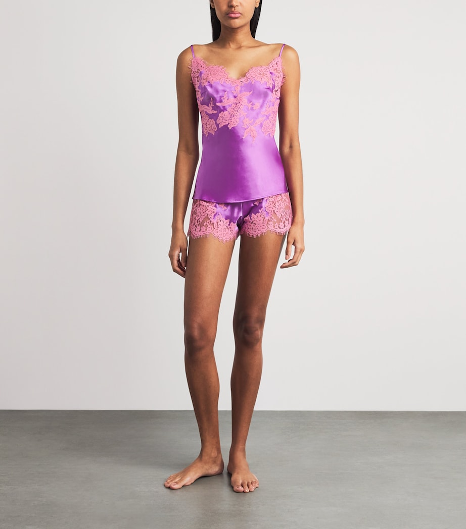 Marjolaine Womens Silk Floral Tess Camisole Grape W Blush Image 2