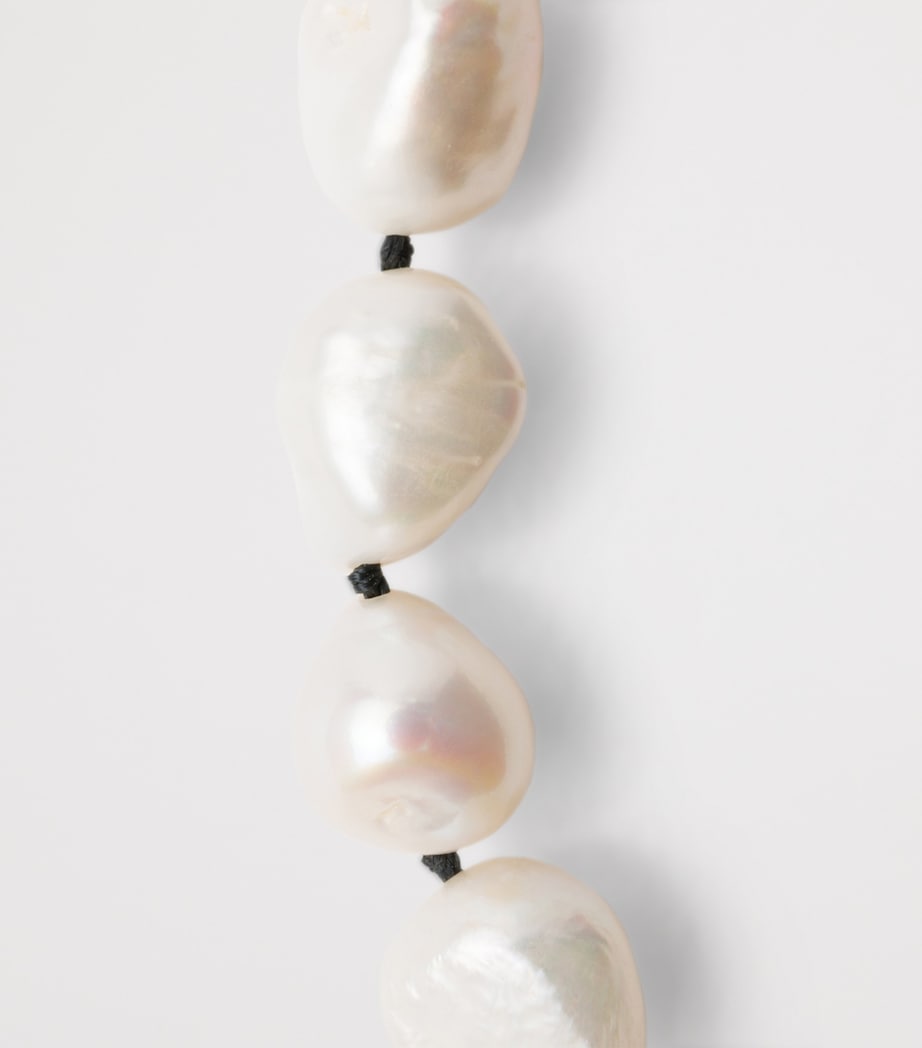 Prada Pearl Safety Pin Necklace Gold/silver Image 3