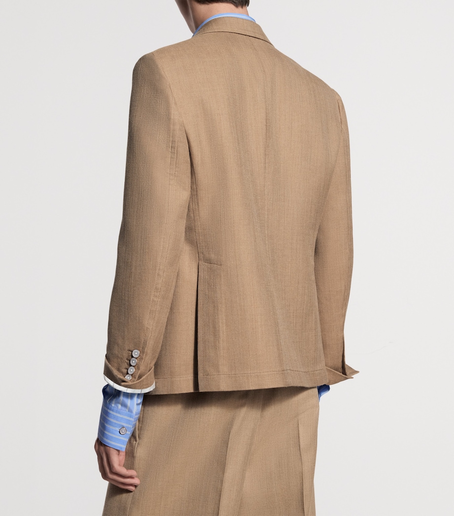 LOUIS VUITTON Mens Wool-Silk Signature Blazer Camel Brown Image 4