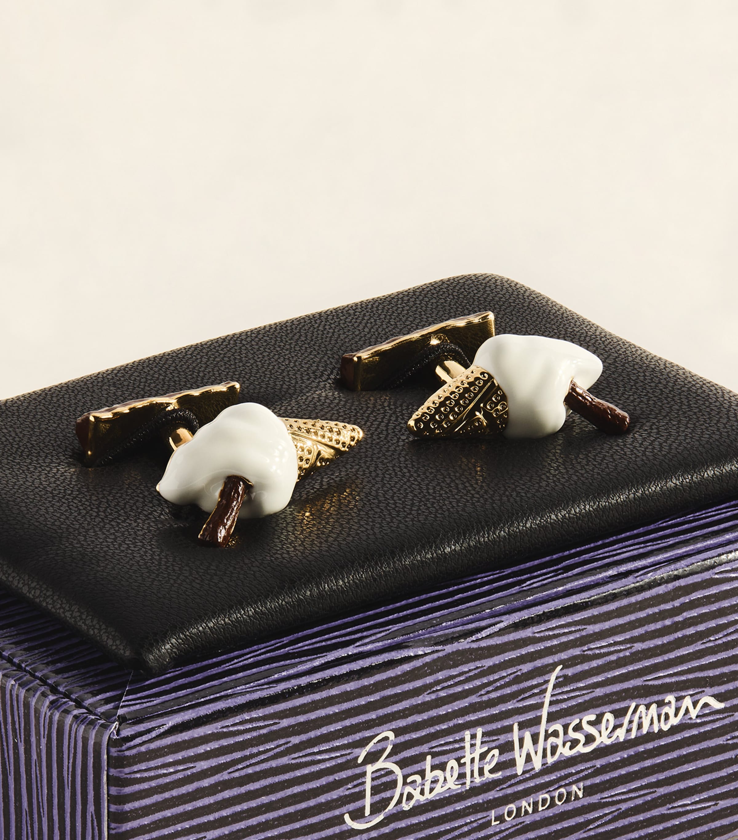 Babette Wasserman Yellow Gold-Plated Ice Cream Cufflinks Gold Image 3