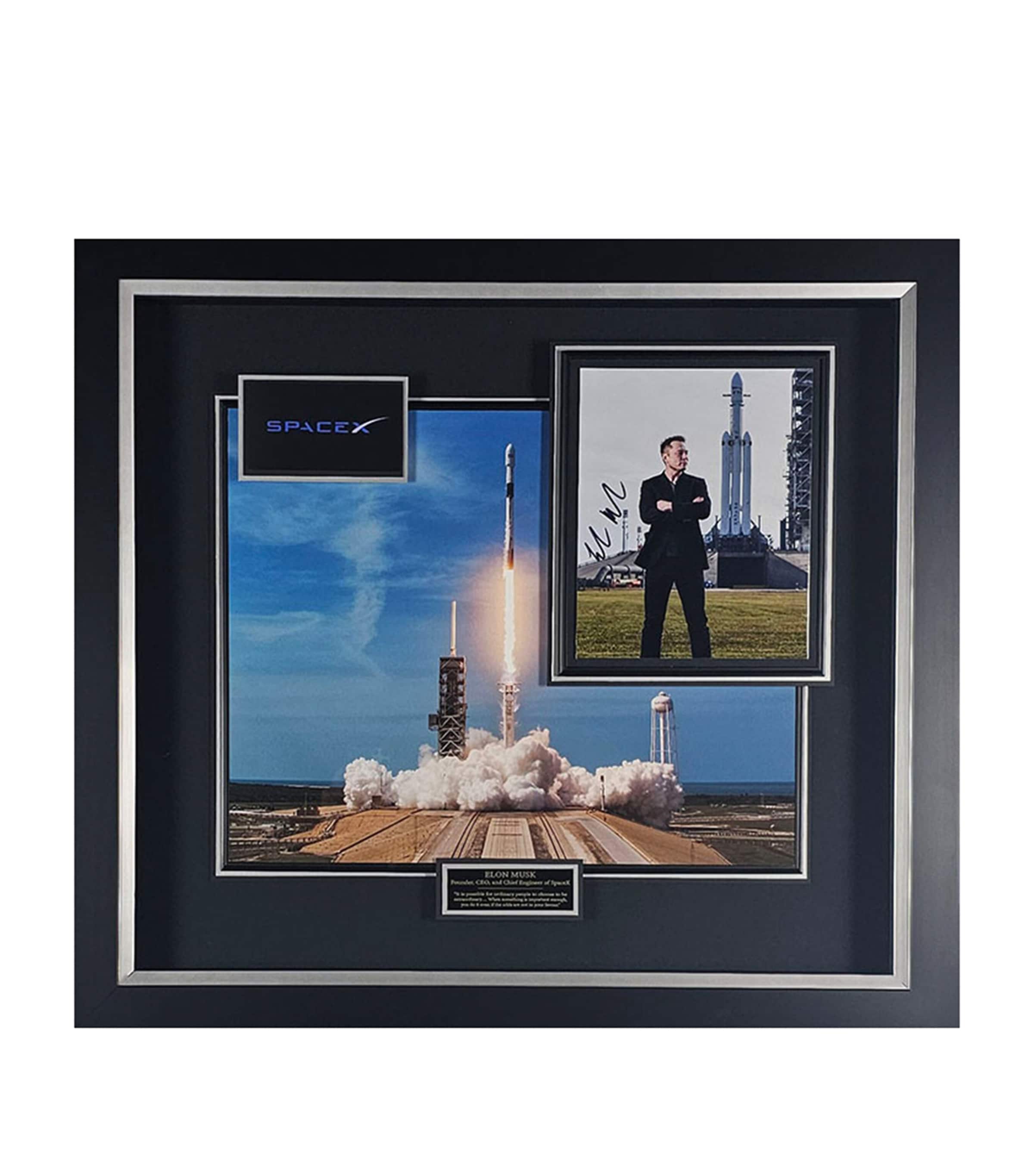 Leipzig Galleries Elon Musk Signed SpaceX Framed Display Image 1