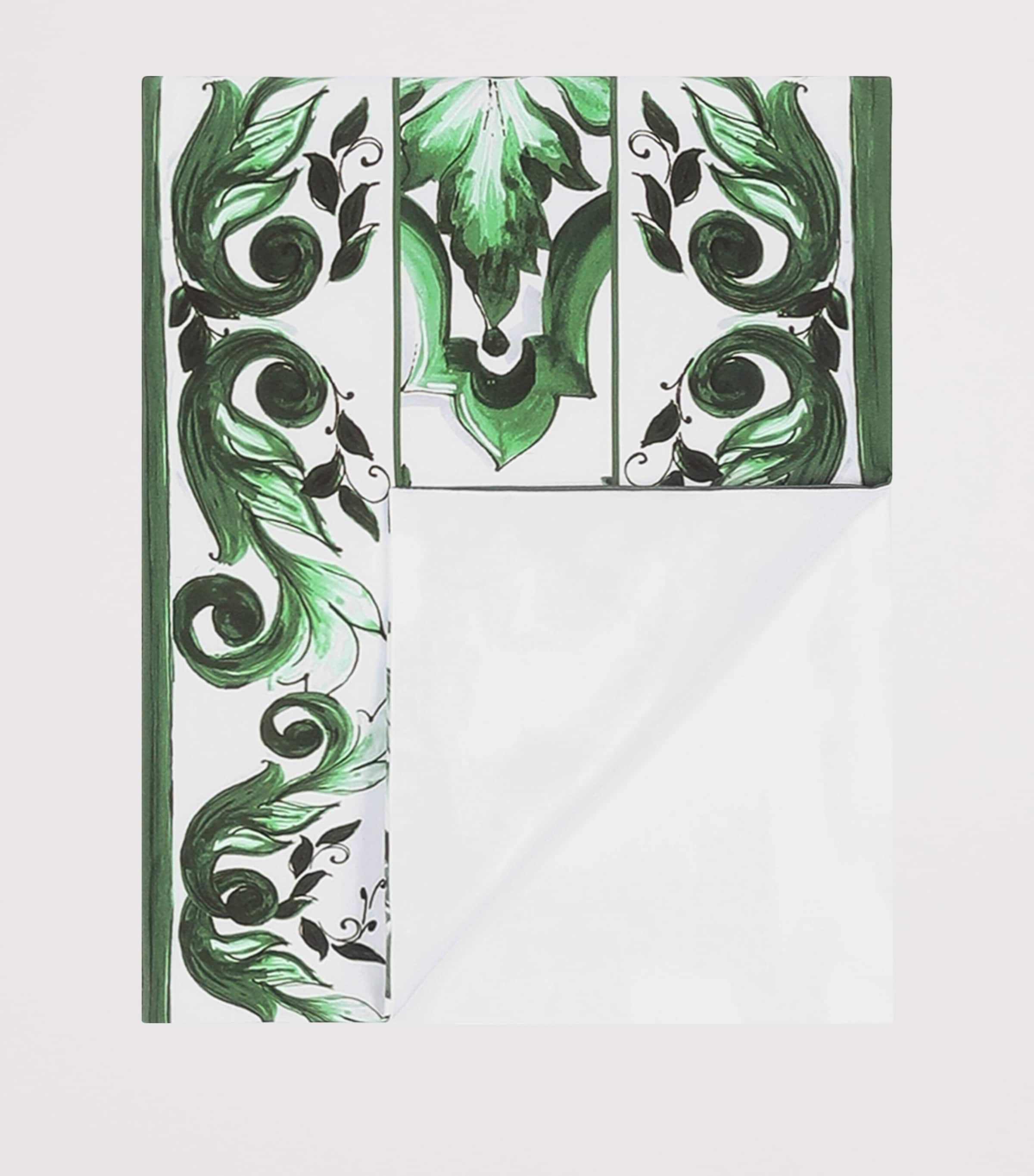 Set of 2 Cotton Majolica Pillowcases (50cm x 80cm) UV024-BIANCO/VERDEMA Image 3