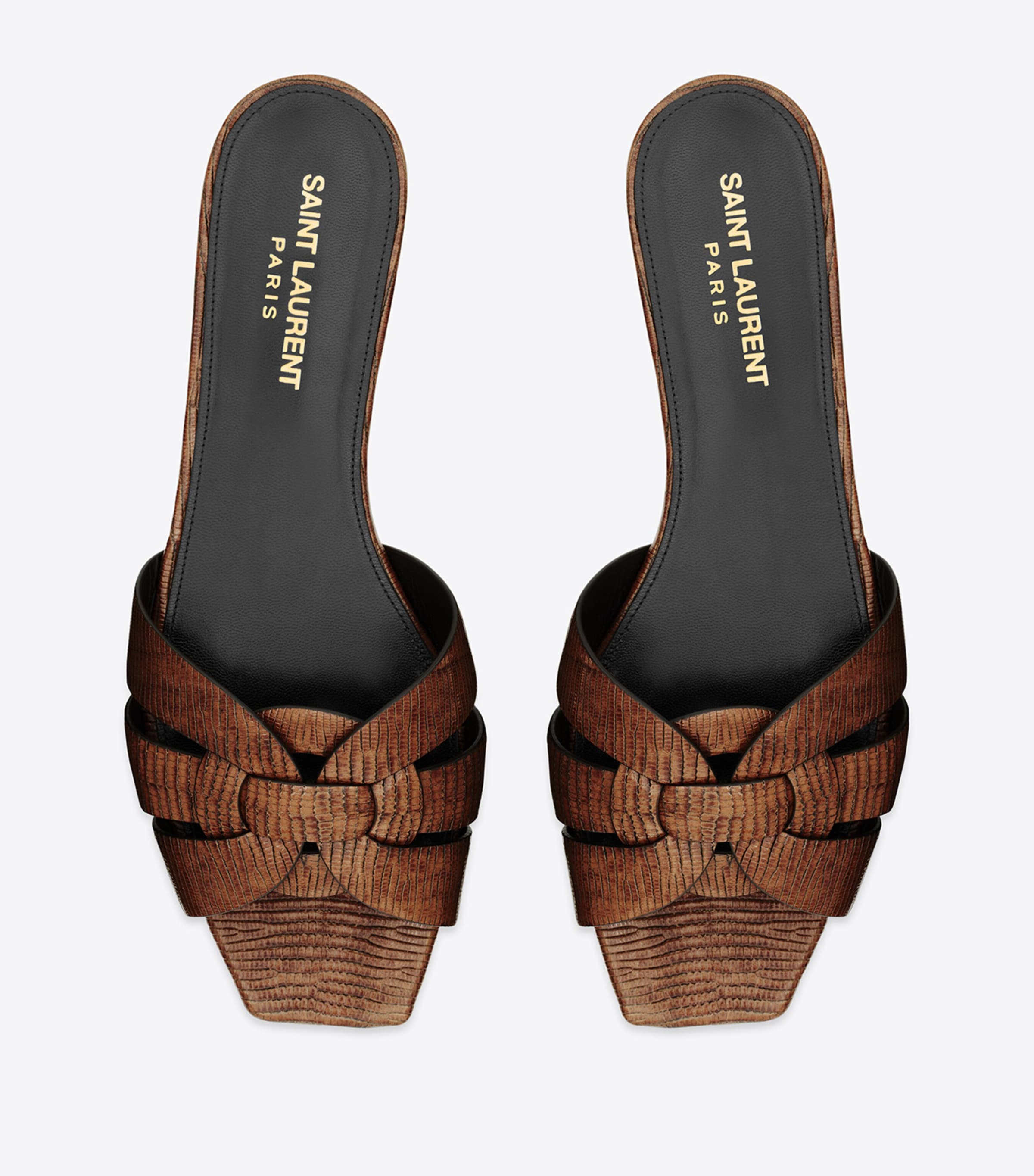 Saint Laurent Leather Tribute Slippers | Harrods US