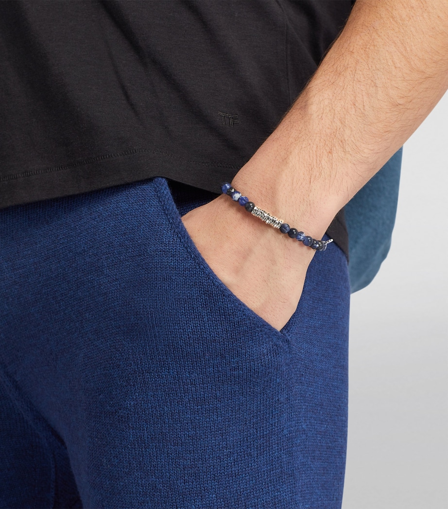 Tateossian Sodalite and Sterling Silver Classic Discs Bracelet Blue Image 4