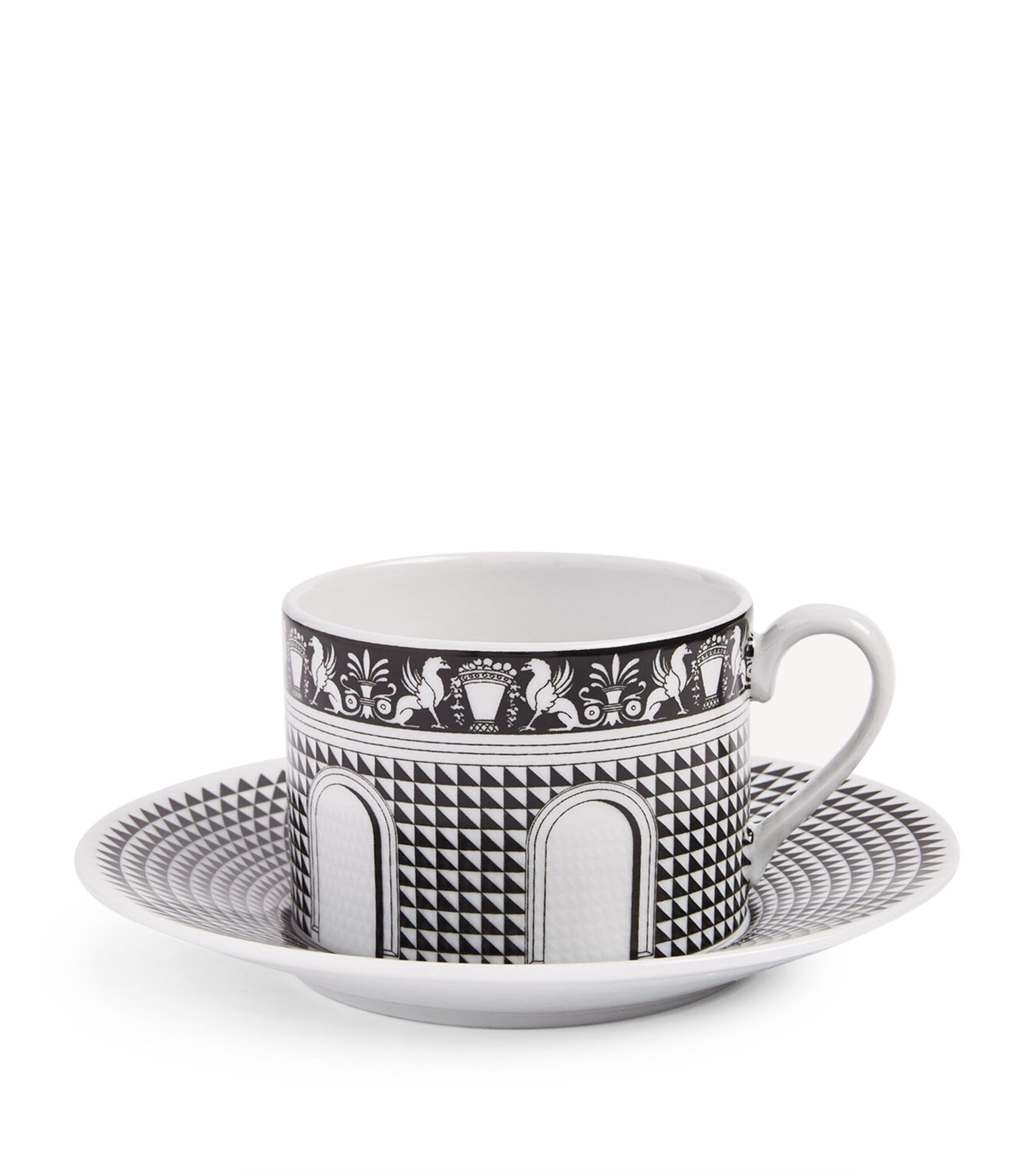 Fornasetti Porcelain Facciata Quattrocentesca Teacup and Saucer Image 2