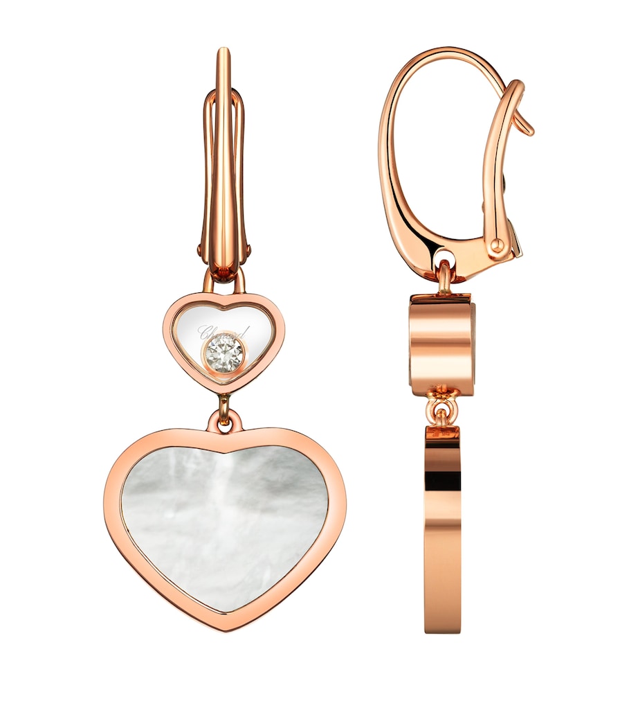 Rose Gold and Diamond Happy Hearts Drop Earrings 18K ROSE GOLD Image 1