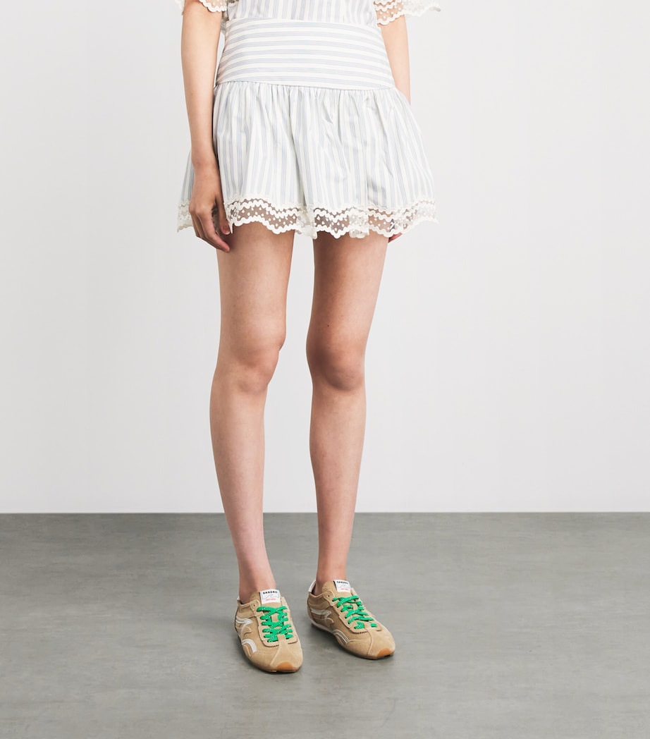 Sandro Paris Womens Cotton Stripe Mini Skort Ecru / Bleu Image 4