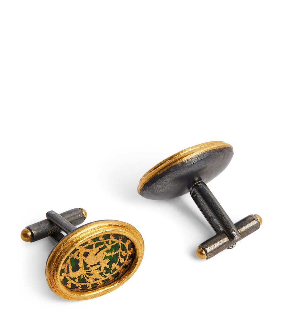 Brooski Indian Antique Glass and Gold Cufflinks Gold/glass Image 1