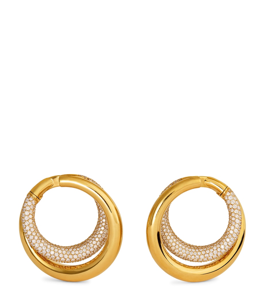 Engelbert Big Yellow Gold and Diamond Infinity Loop Earrings Yellow Gold Image 1