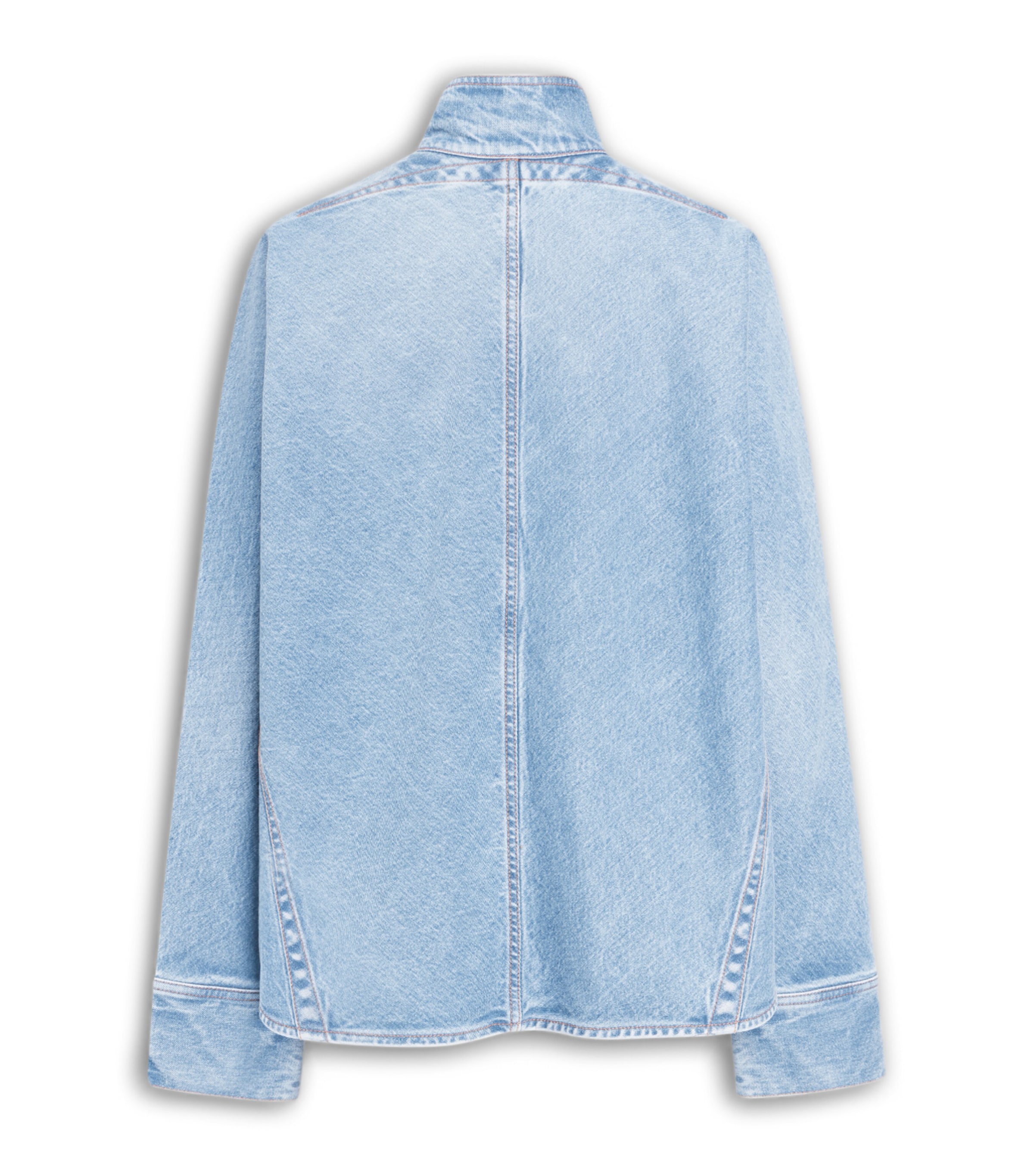 Alaïa Womens Zip-Up Denim Shirt Cloudy Blue Image 2