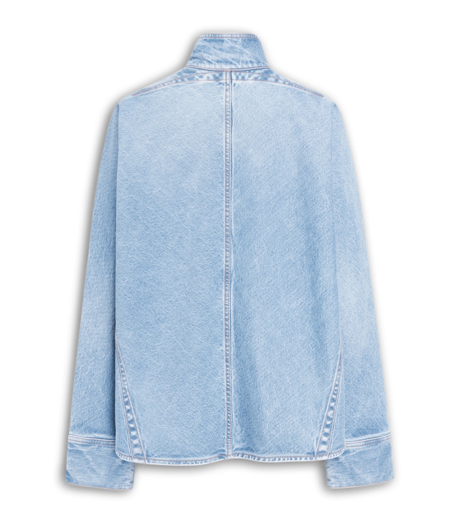 Alaïa Womens Zip-Up Denim Shirt Cloudy Blue Image 2