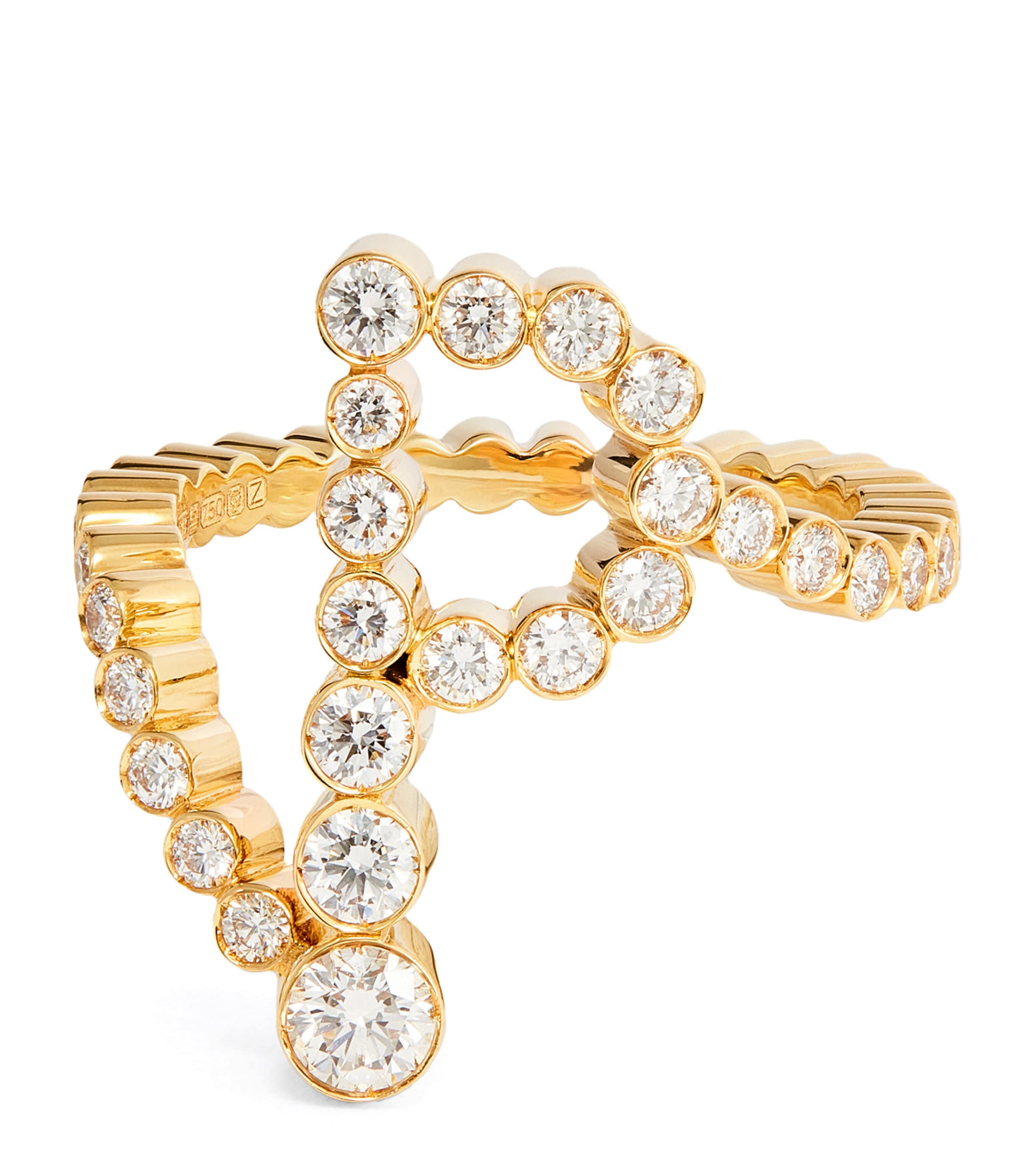 Sophie Bille Brahe Yellow Gold And Diamond Ensemble ‘p' Ring In Gold