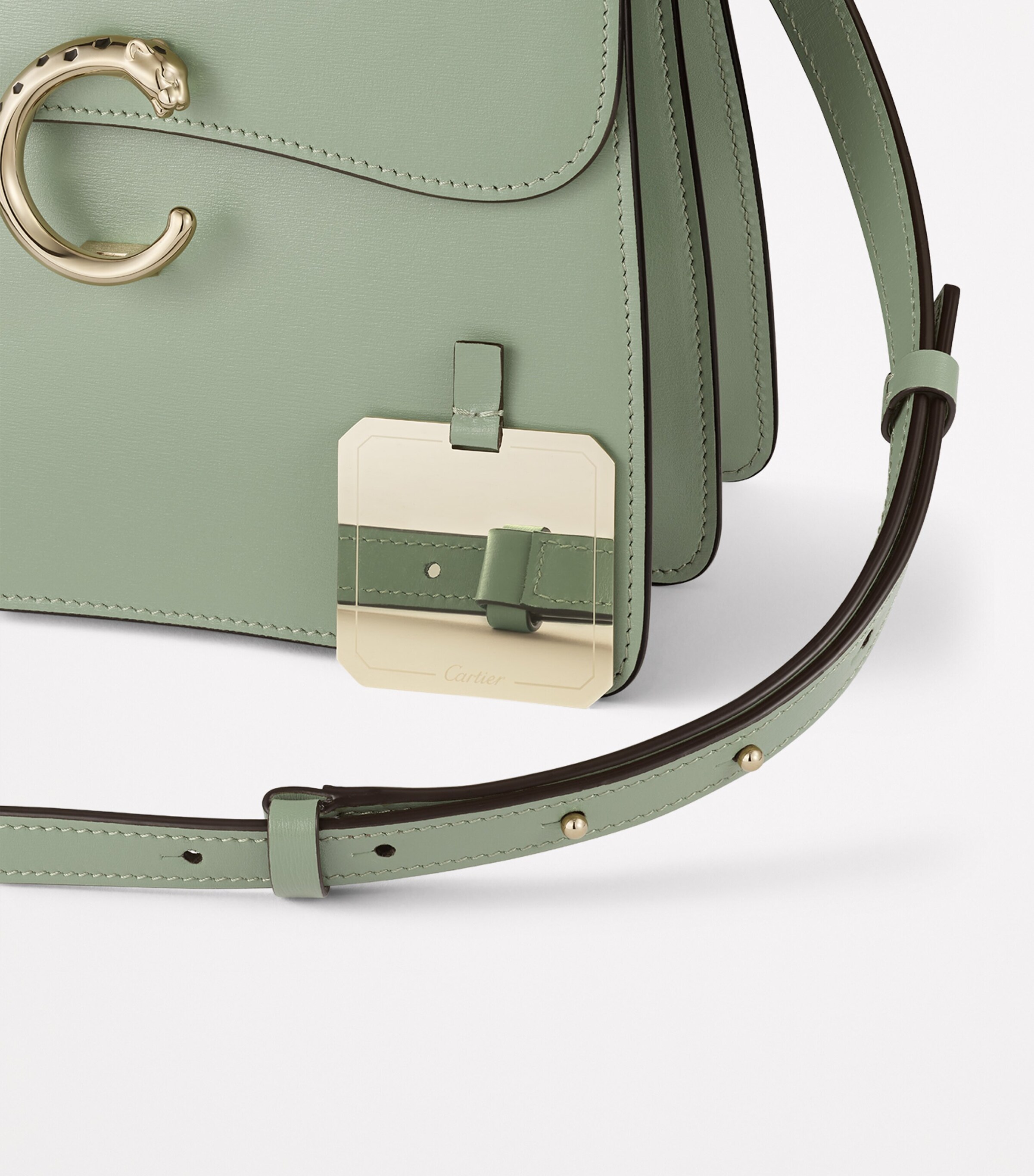 Small Leather Panthère C de Cartier Top-Handle Bag SAGE GREEN Image 4