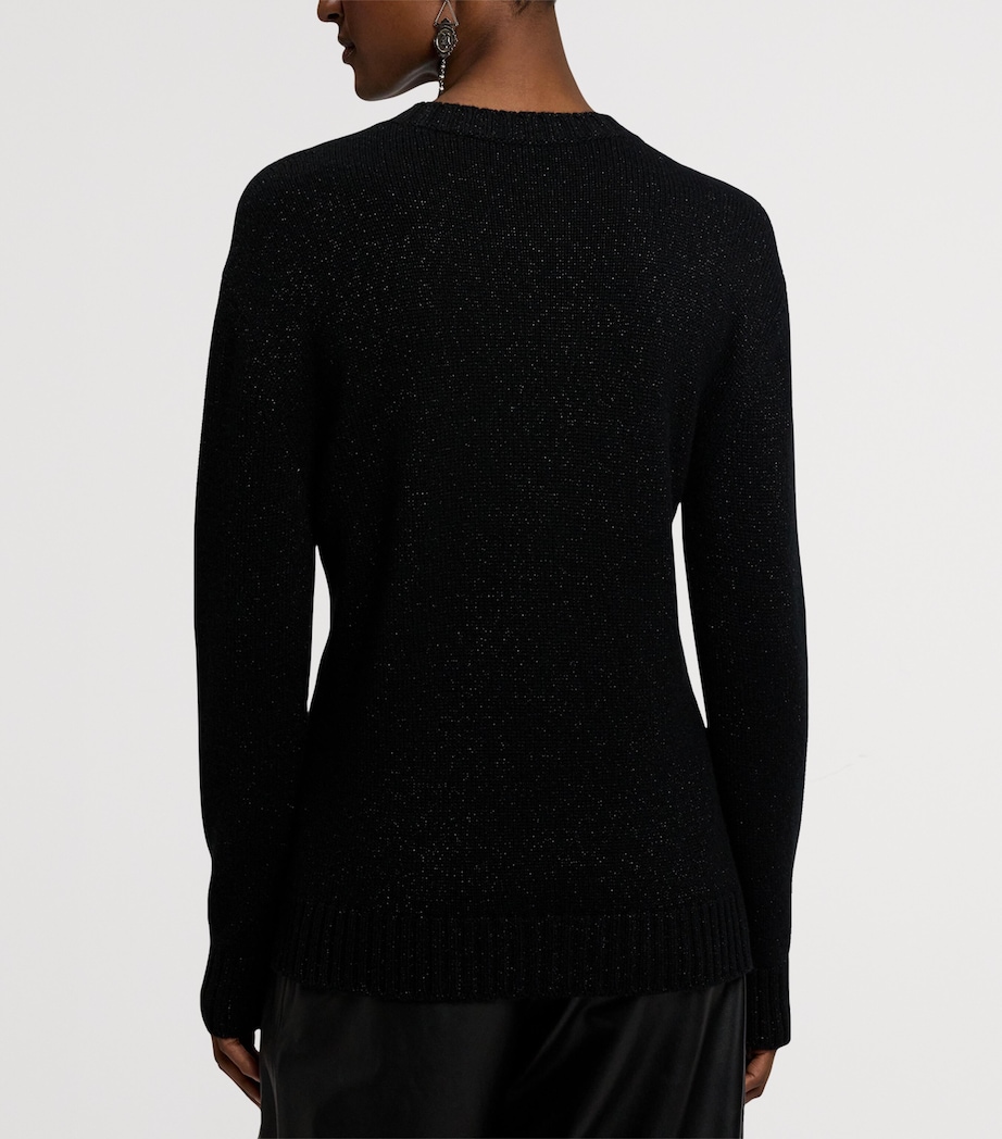 Cashmere-Blend Holiday Polo Bear Sweater BLACK Image 4