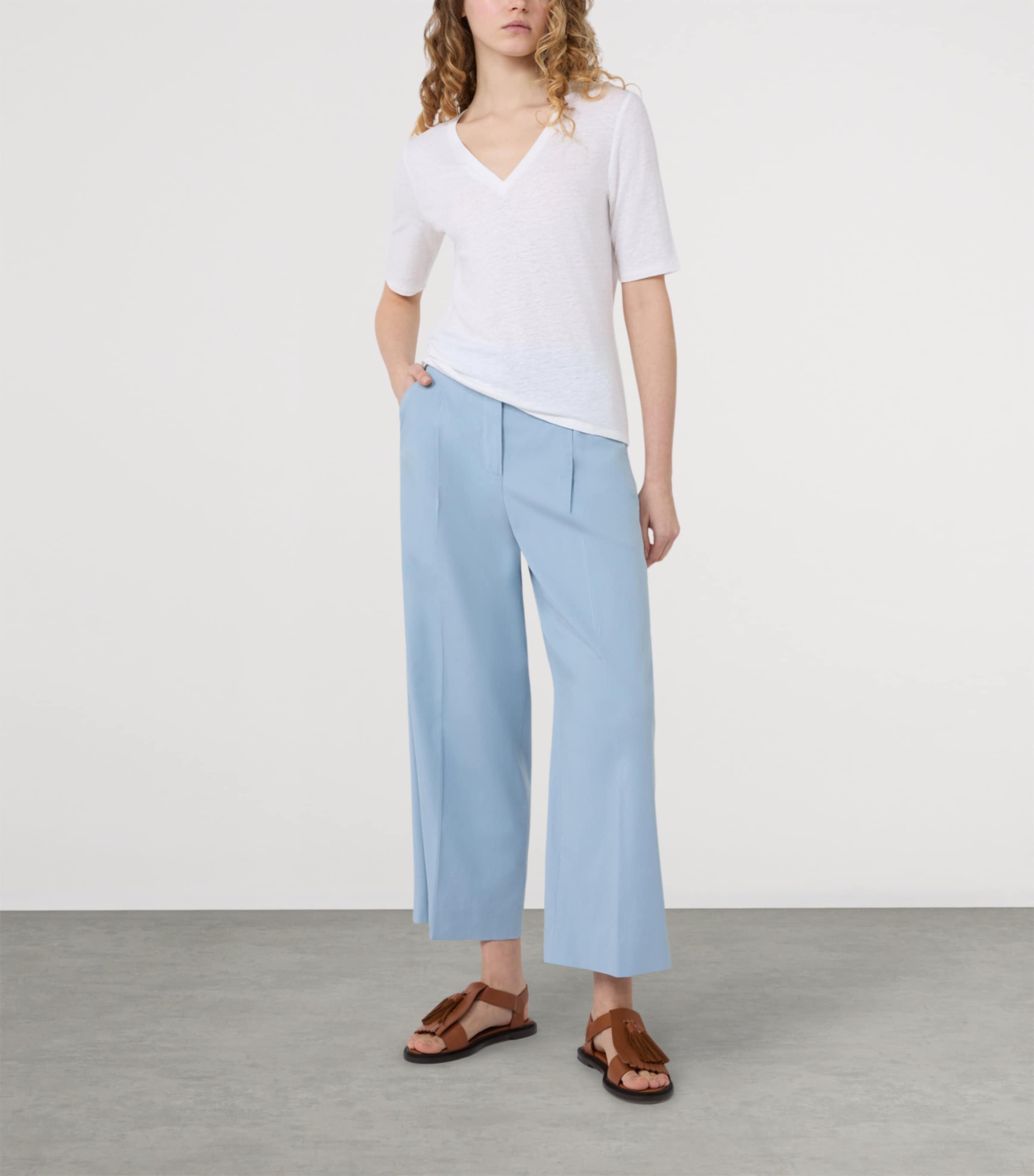 Weekend Max Mara Womens Linen-Blend T-Shirt White Image 5