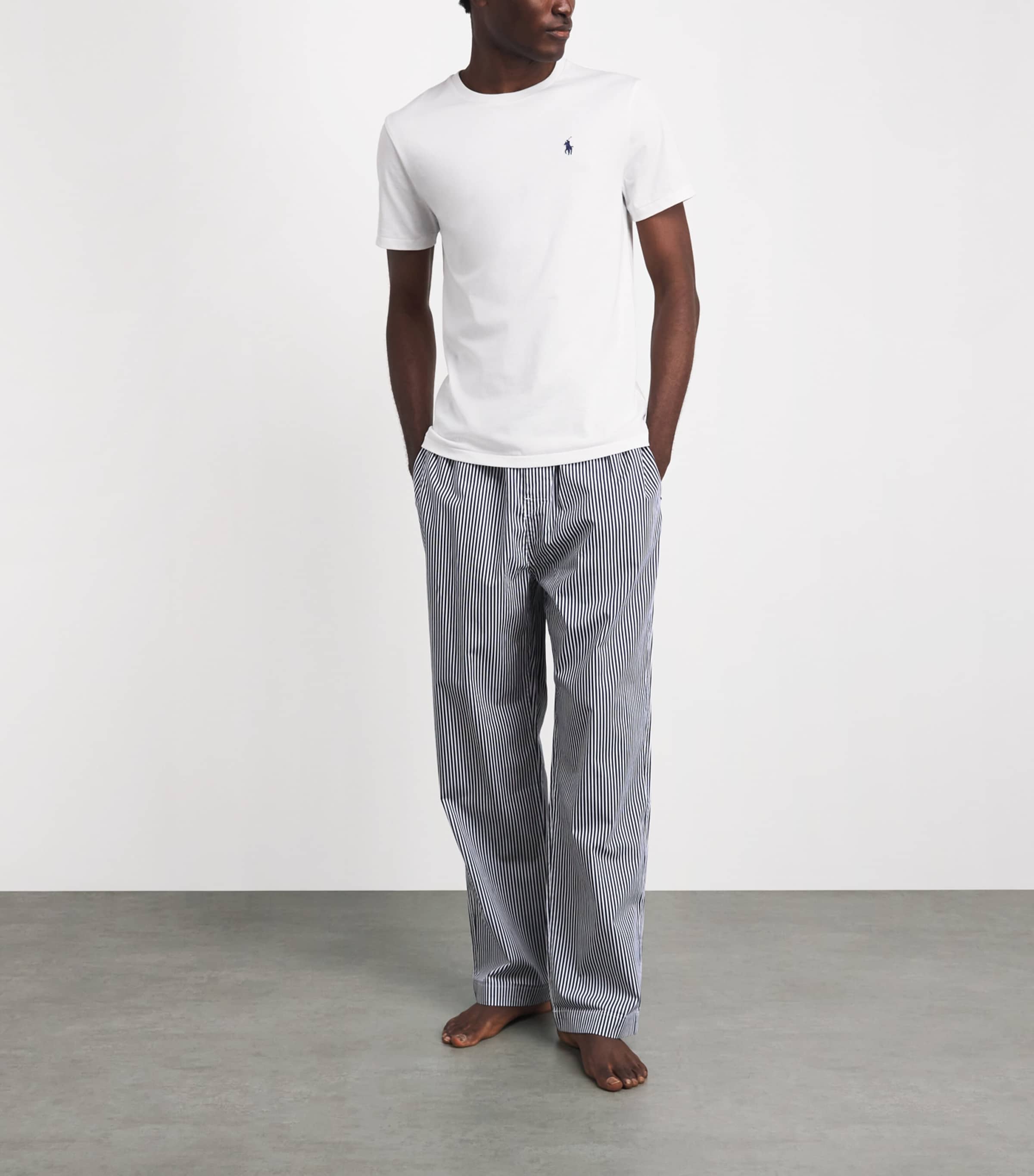 Polo Ralph Lauren Mens Cotton Stripe Pyjama Bottoms Newport Navy/paper W Image 2