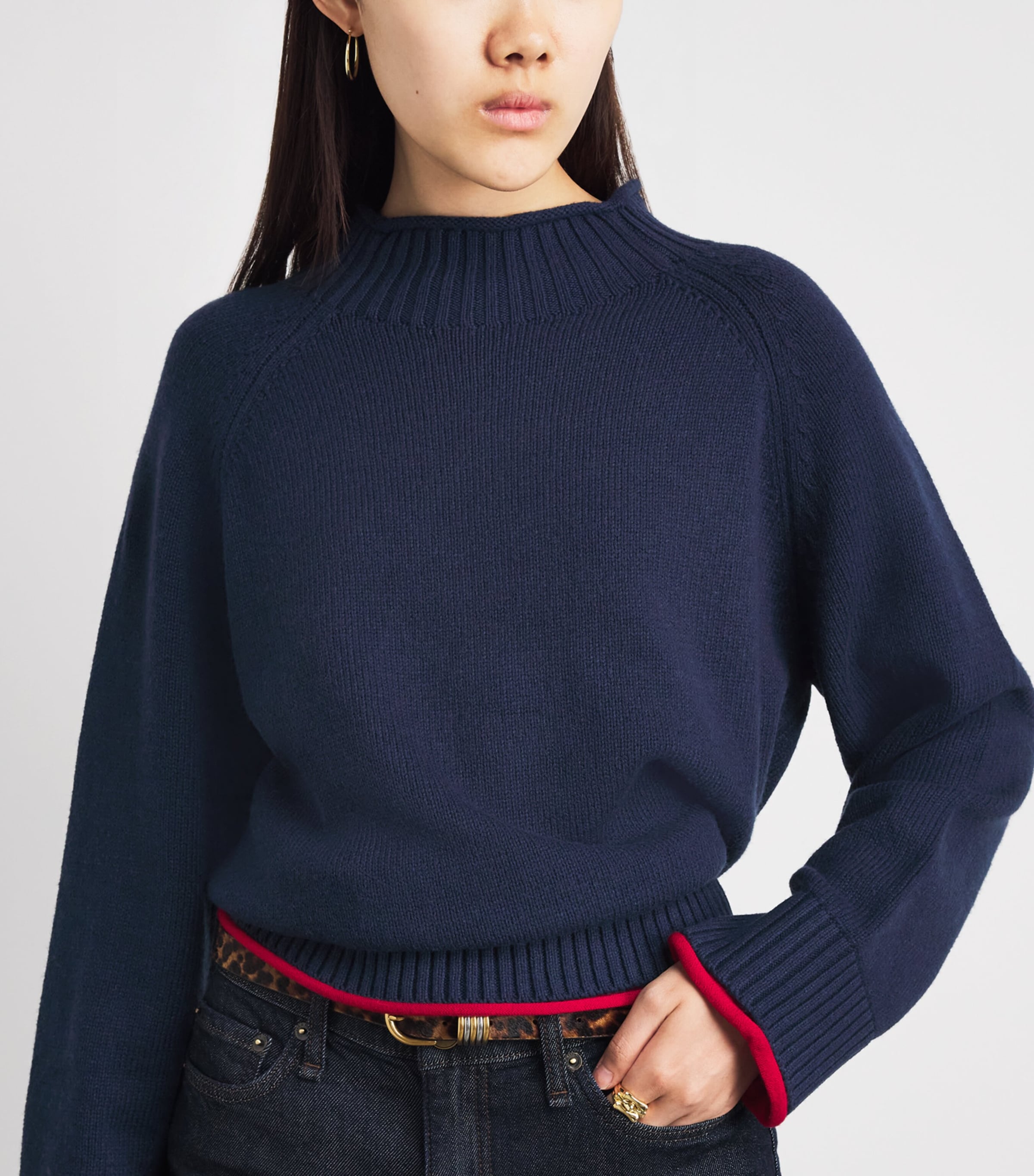 Rag & Bone Womens Cotton-Wool Hazel Sweater Navy Image 3