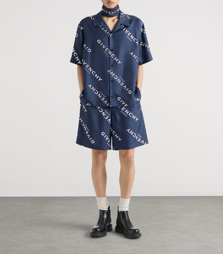 Givenchy Mens Silk Bowling Shirt Navy Image 4