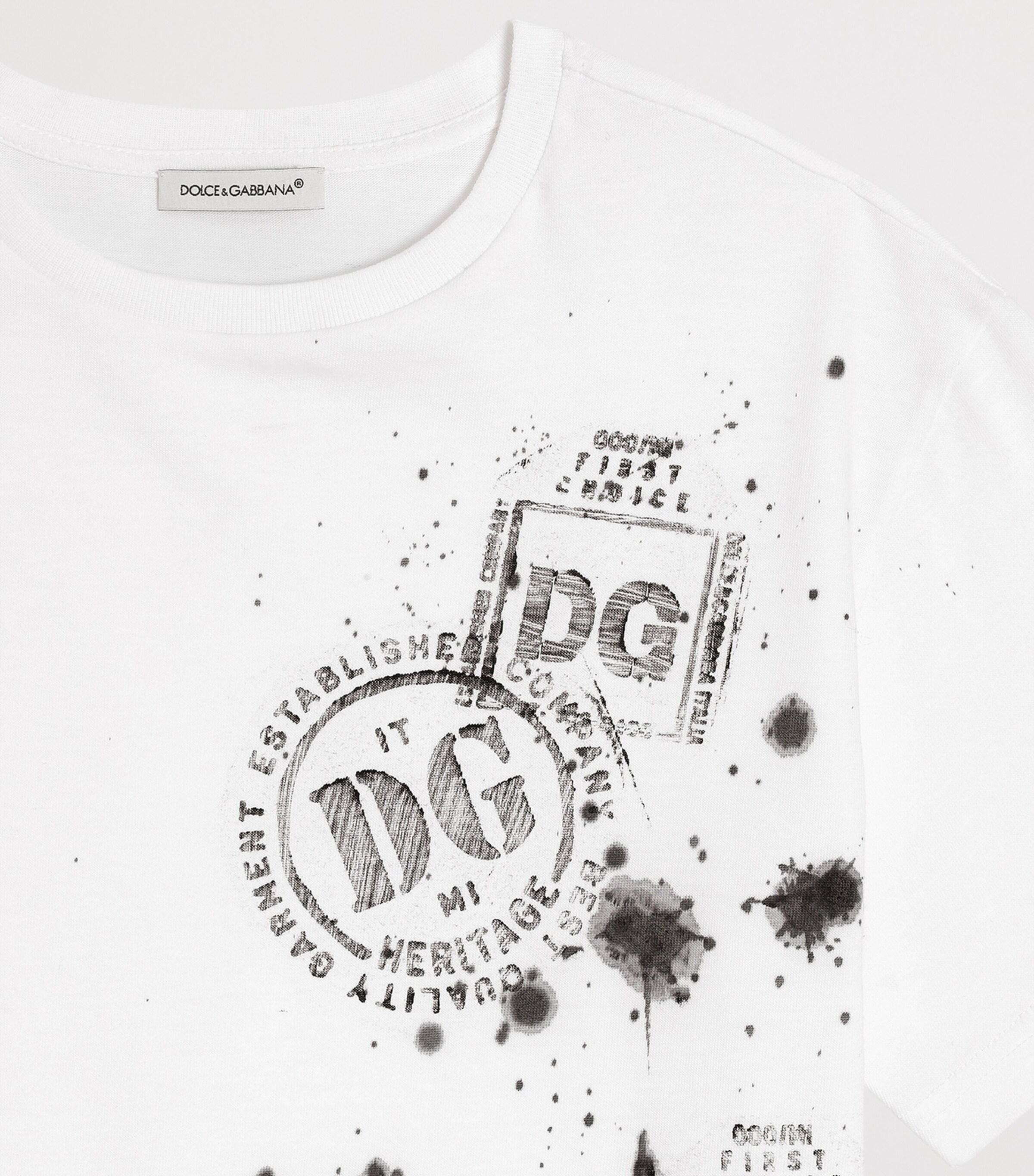 Dolce&Gabbana Kids Cotton Logo Stamp T-Shirt (8-12+ Years) White Image 3