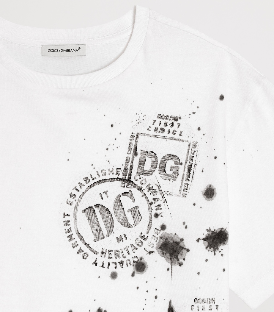 Dolce&Gabbana Kids Cotton Logo Stamp T-Shirt (8-12+ Years) White Image 3