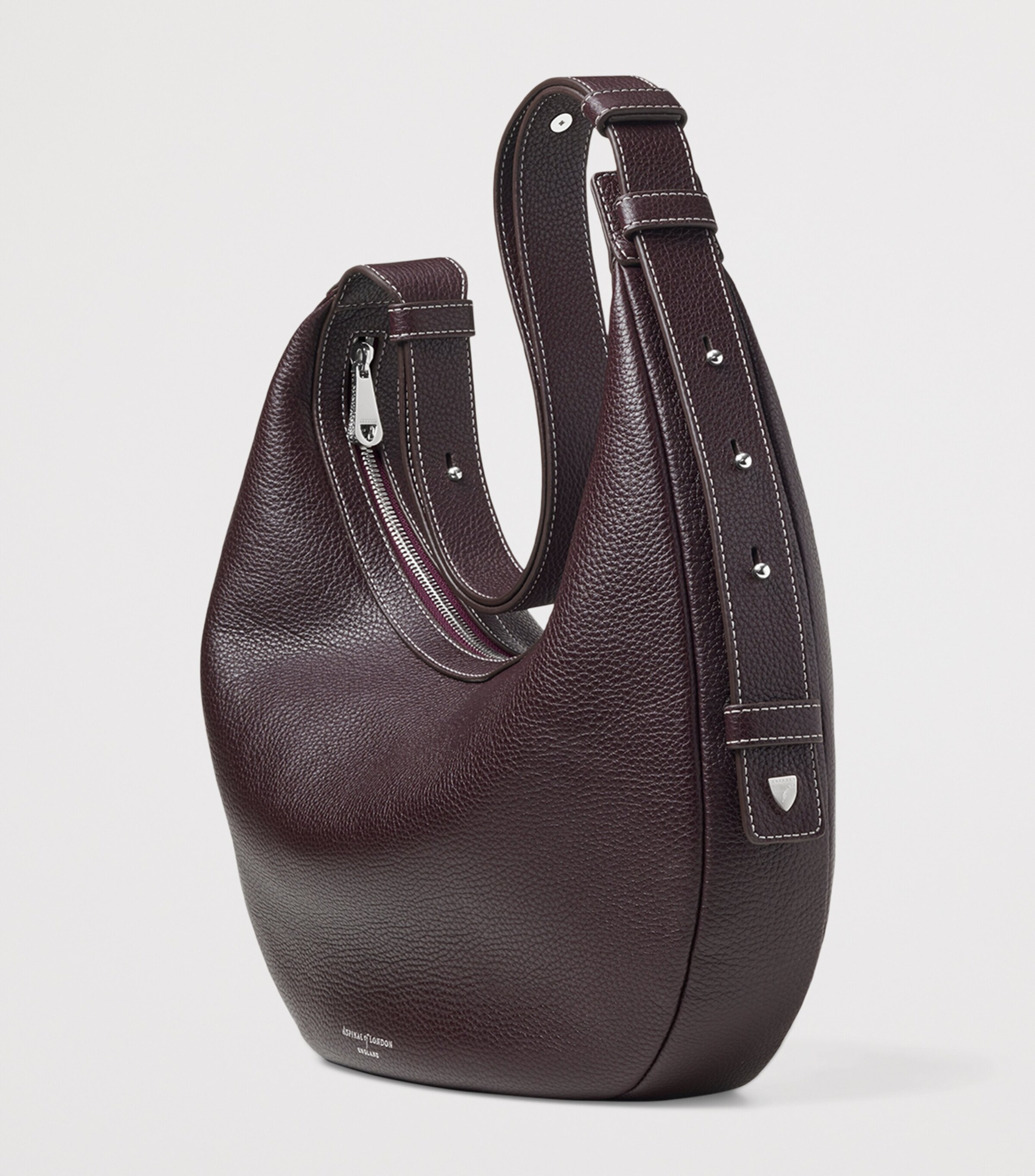 Leather Hudson Crescent Cross-Body Bag WINE Image 3