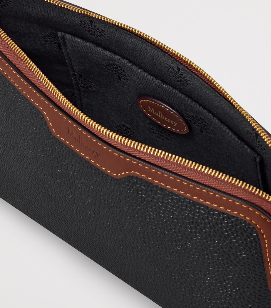 Mulberry Small Scotchgrain Cosmetic Pouch Black Cognac Image 4