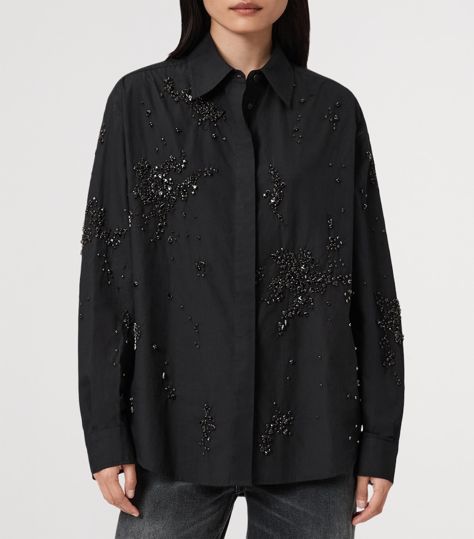 Organic Cotton Embellished Gemi Shirt BLACK Image 4