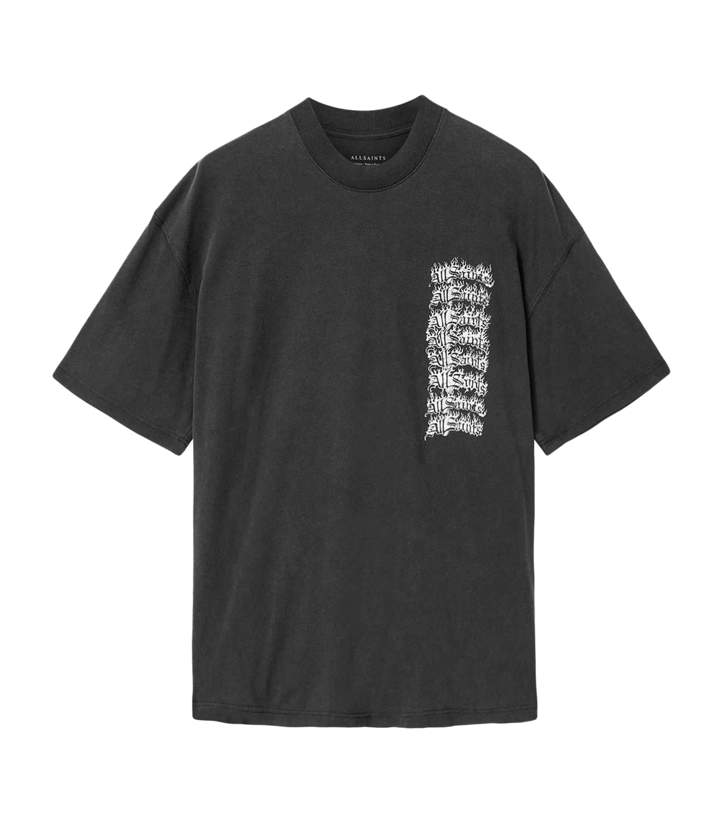 AllSaints Mens Organic Cotton Repeat T-Shirt Washed Black Image 1