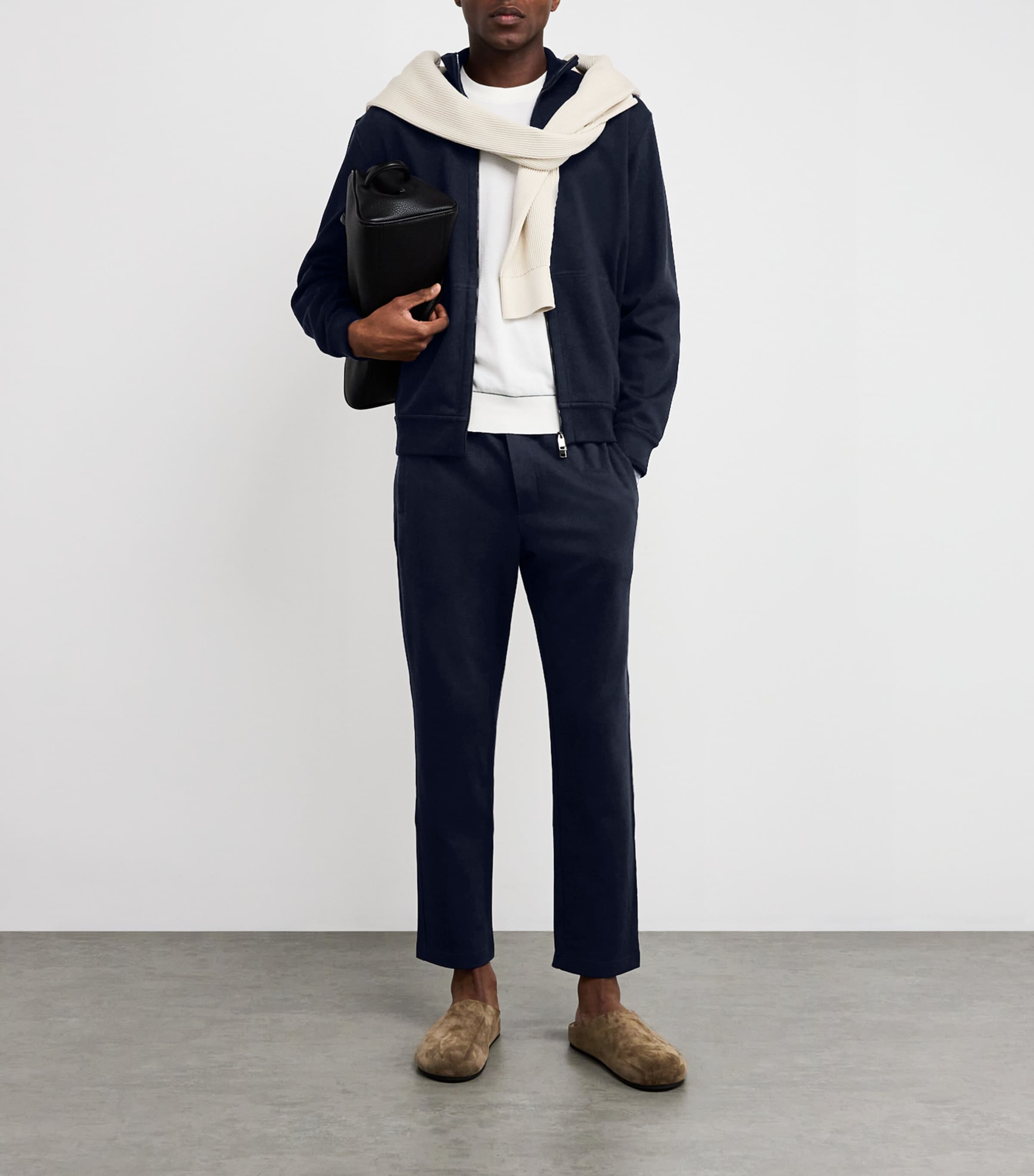 Cotton-Blend Zip-Up Sweater 4100 Image 2