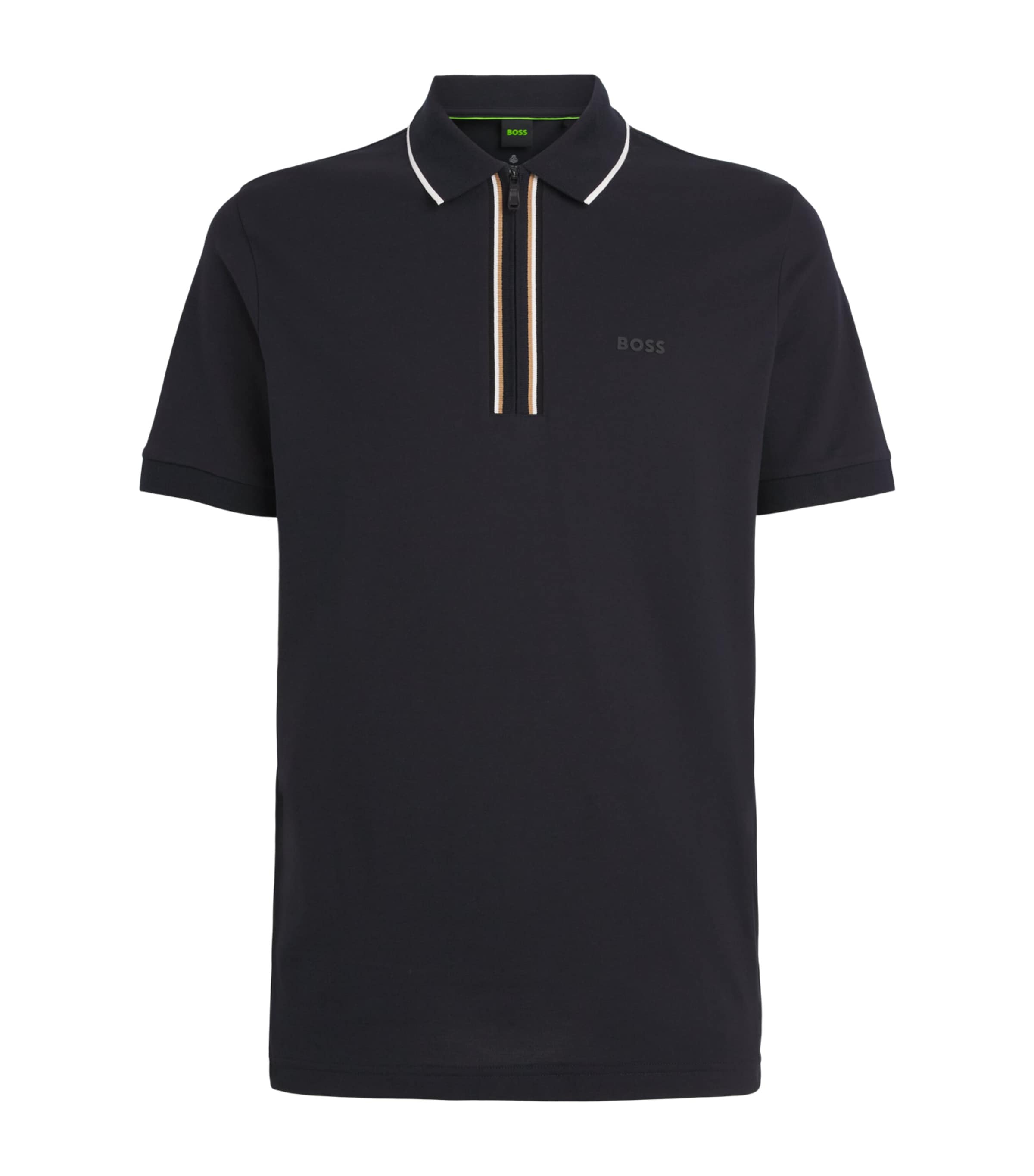 BOSS Mens Stretch-Cotton Philix Polo Shirt Dark Blue Image 1