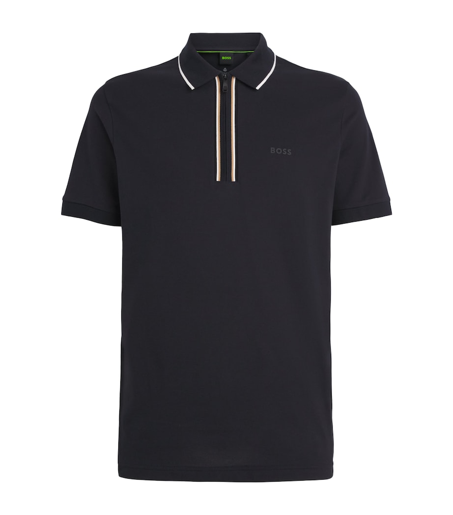 BOSS Mens Stretch-Cotton Philix Polo Shirt Dark Blue Image 1