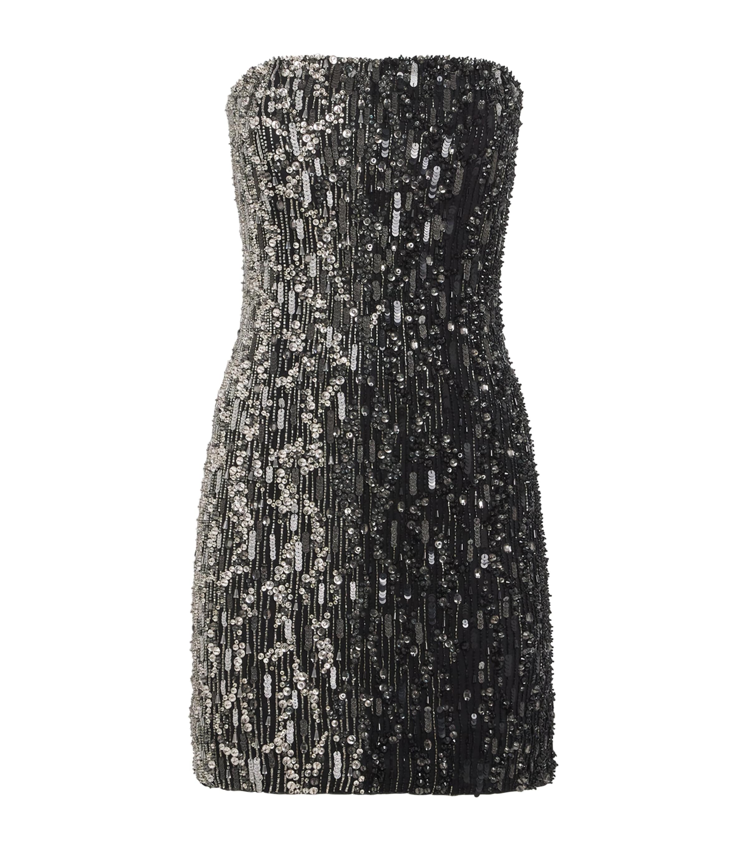 Jenny Packham Strapless Minuit Mini Dress In Black
