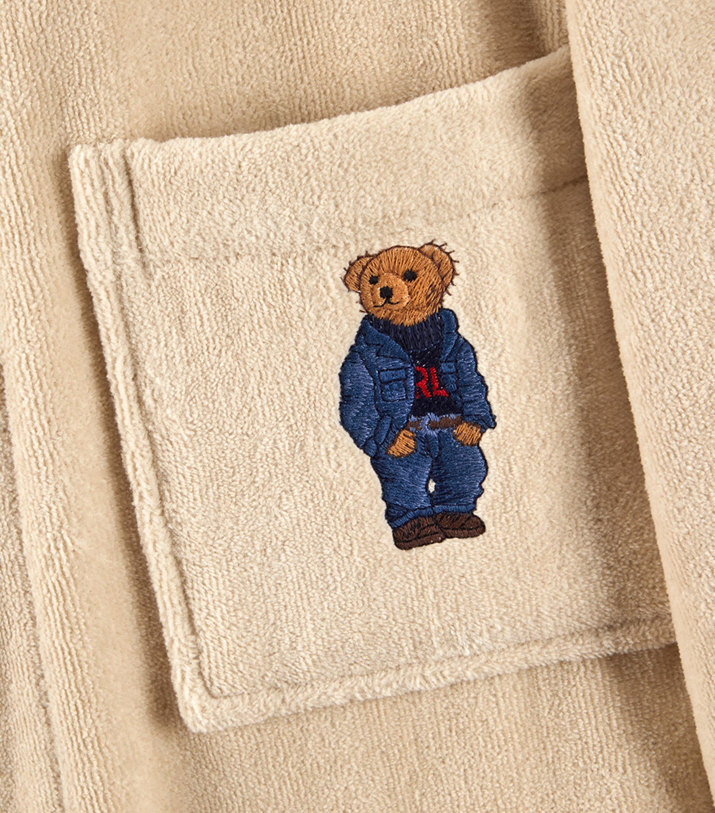 Ralph Lauren Home Cotton Denim Bear Bathrobe Pale Oak Image 6