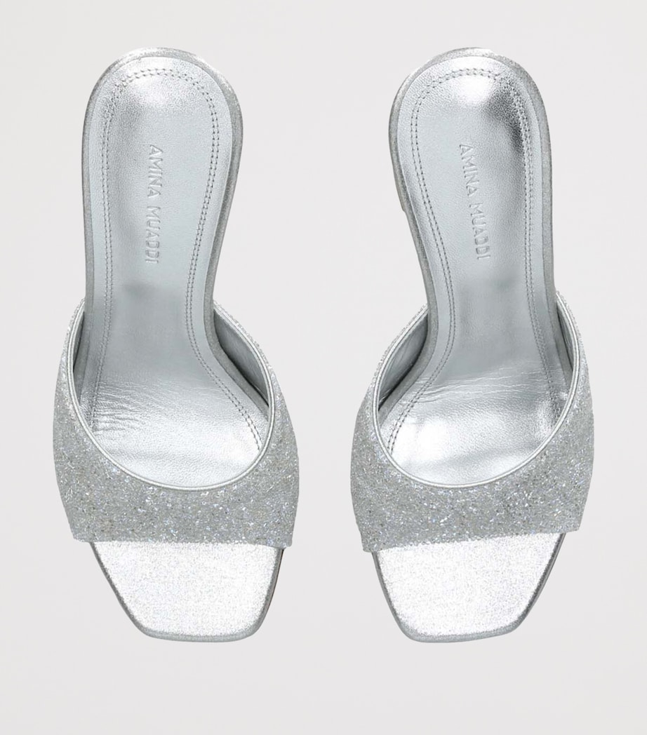 Satin Lupita Crystal Dust Heeled Mules 95 SILVER Image 4