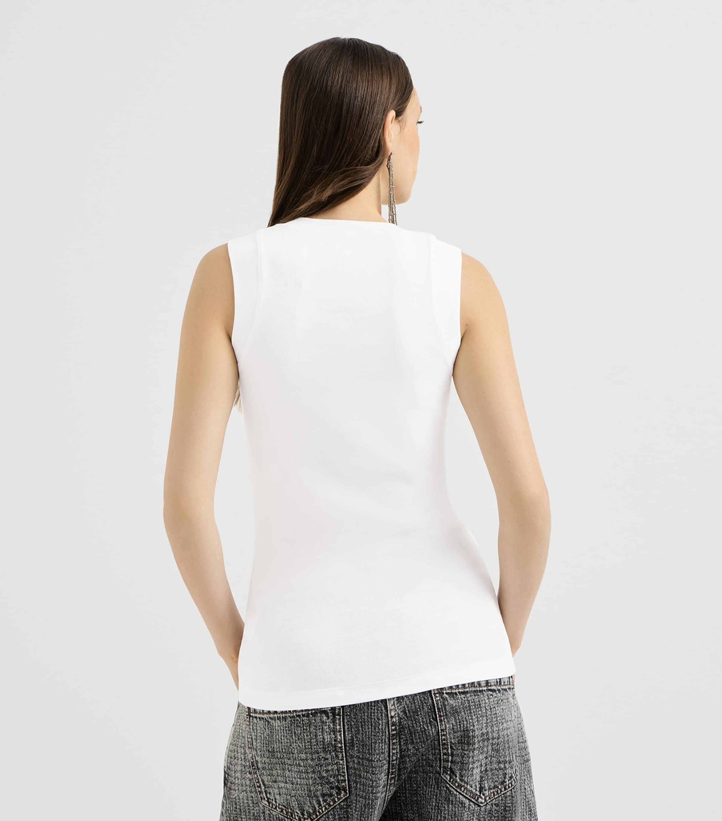 Brunello Cucinelli Womens Stretch-Cotton Monili Tank Top Image 5