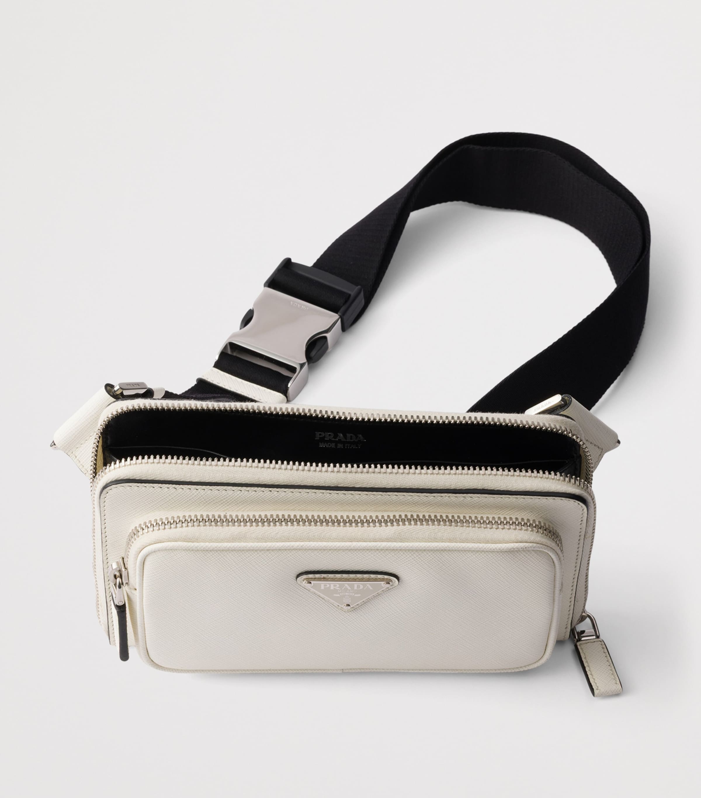 Prada Saffiano Leather Belt Bag White Image 5