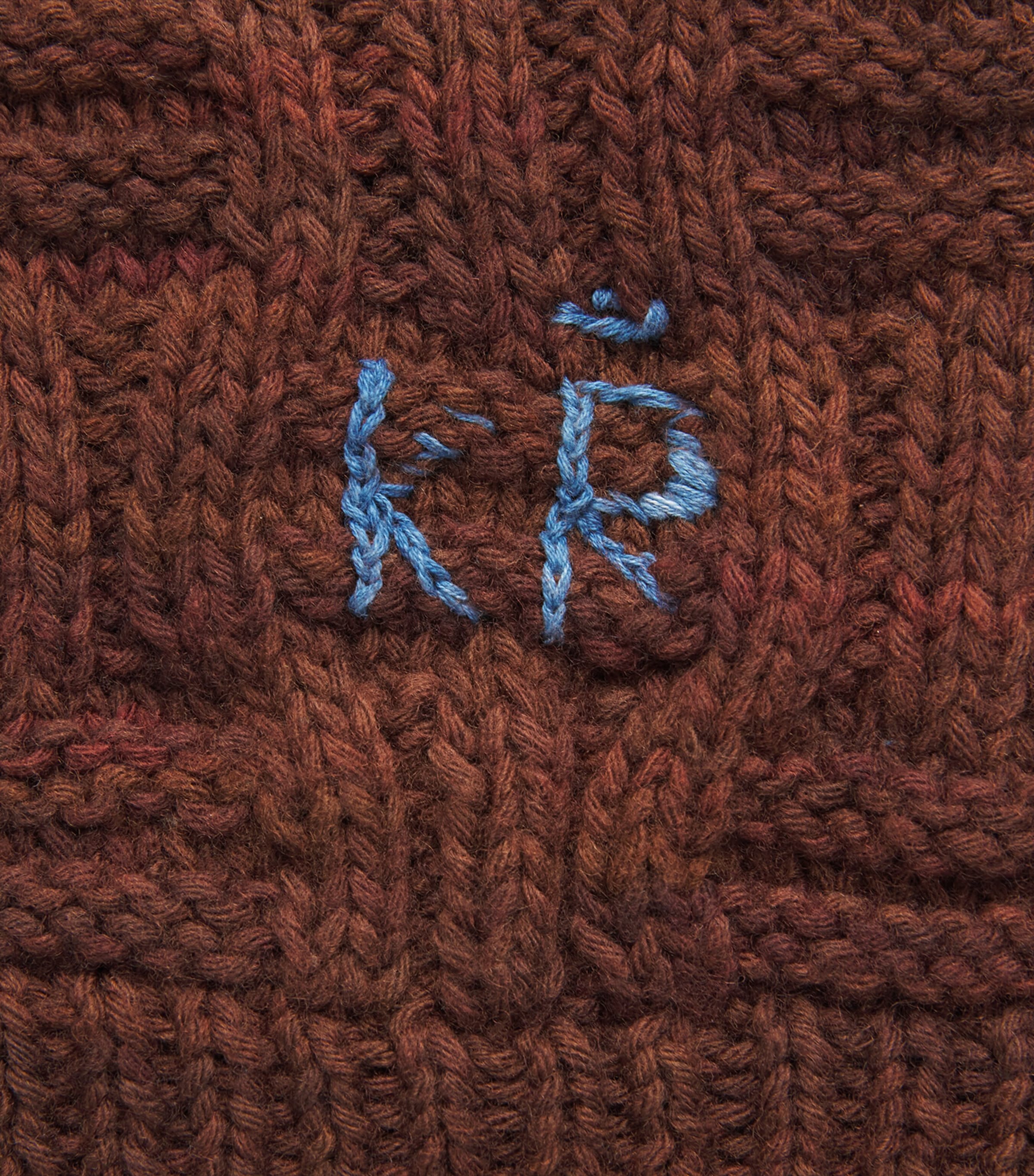 Kartik Research Mens Wool Woven Henley Sweater Brown/blue Image 2