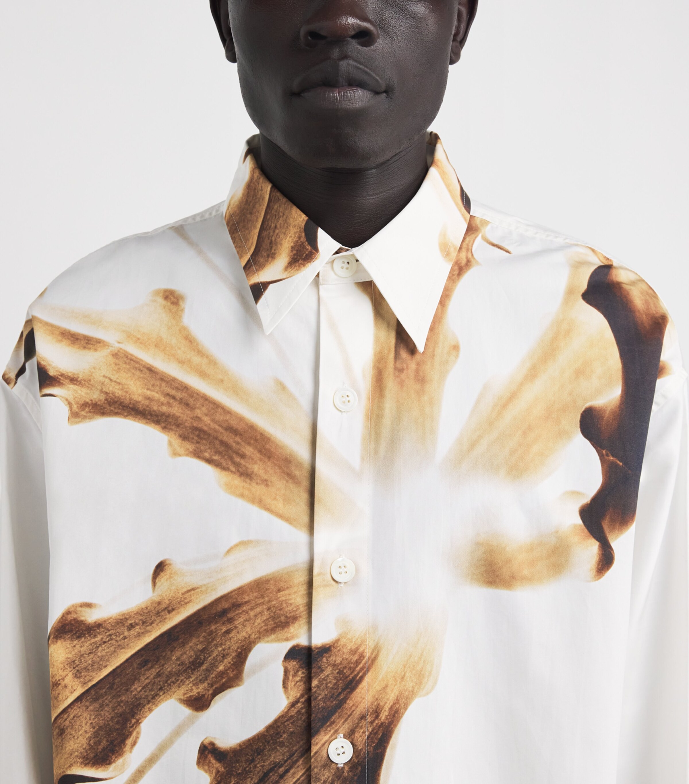 Cotton Placed Flame Lily Shirt TAN Image 6