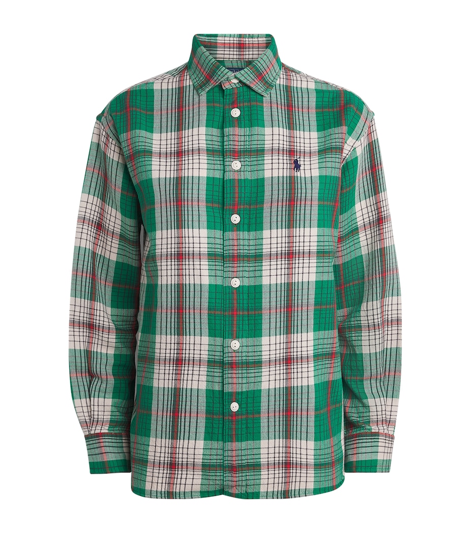 Polo Ralph Lauren Womens Cotton Check Shirt Green Crm Mlti Image 1