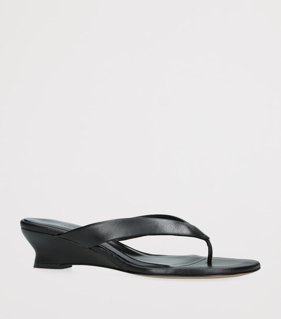 Leather Micro Wedge Sandals 40 BLACK Image 4