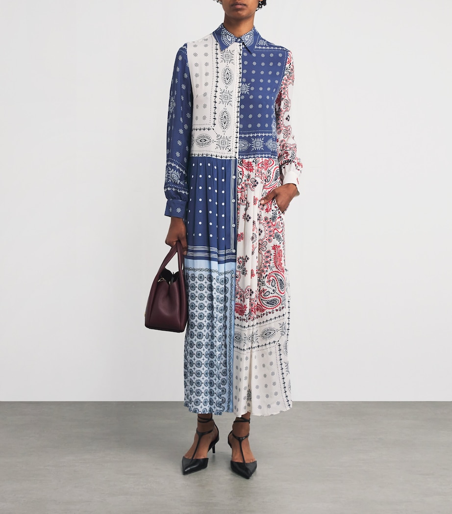 Patchwork Print Midi Dress LIGHT BLUE Image 2