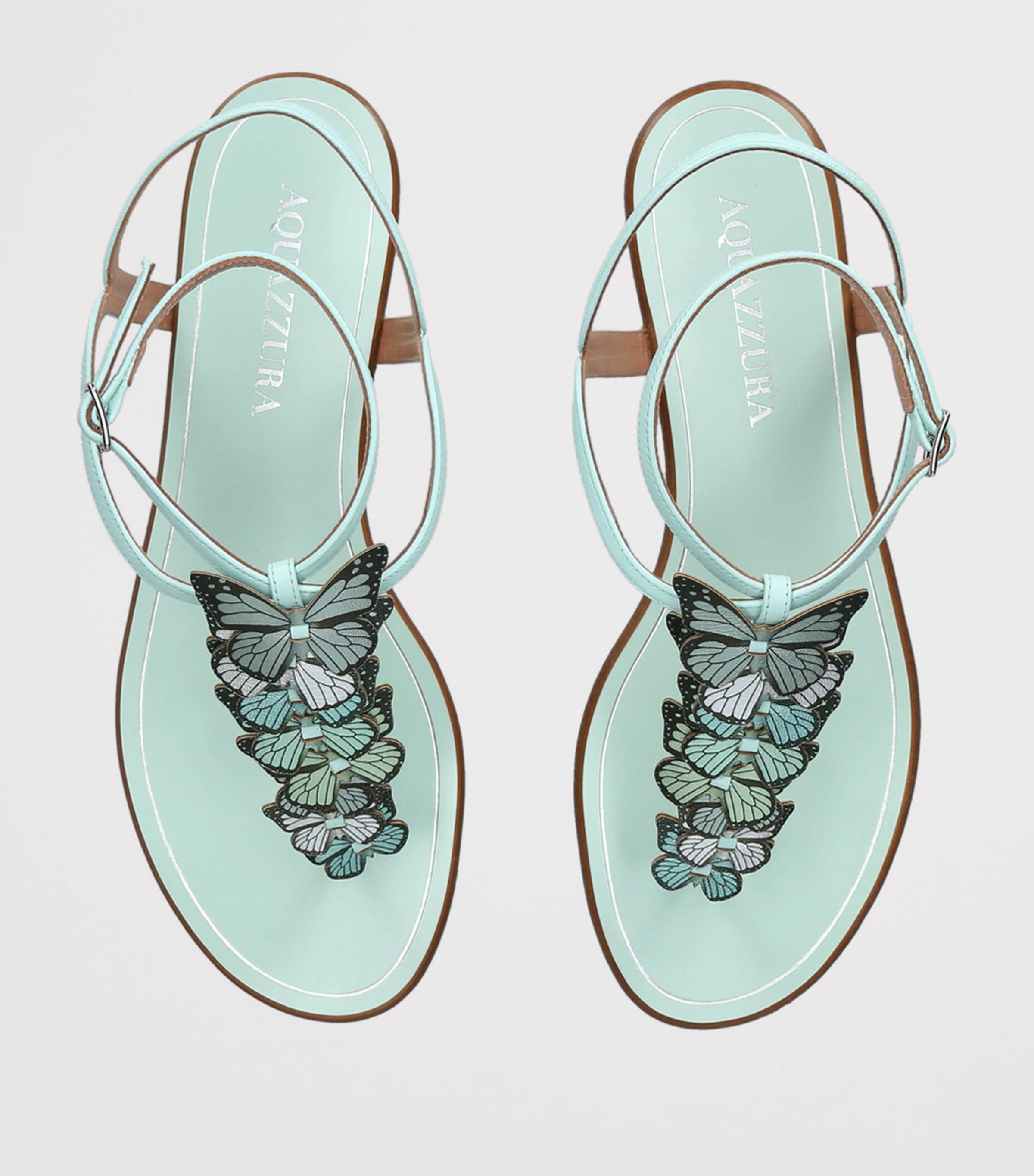 Aquazzura Papillon Flat Sandals Pale Blue Image 3