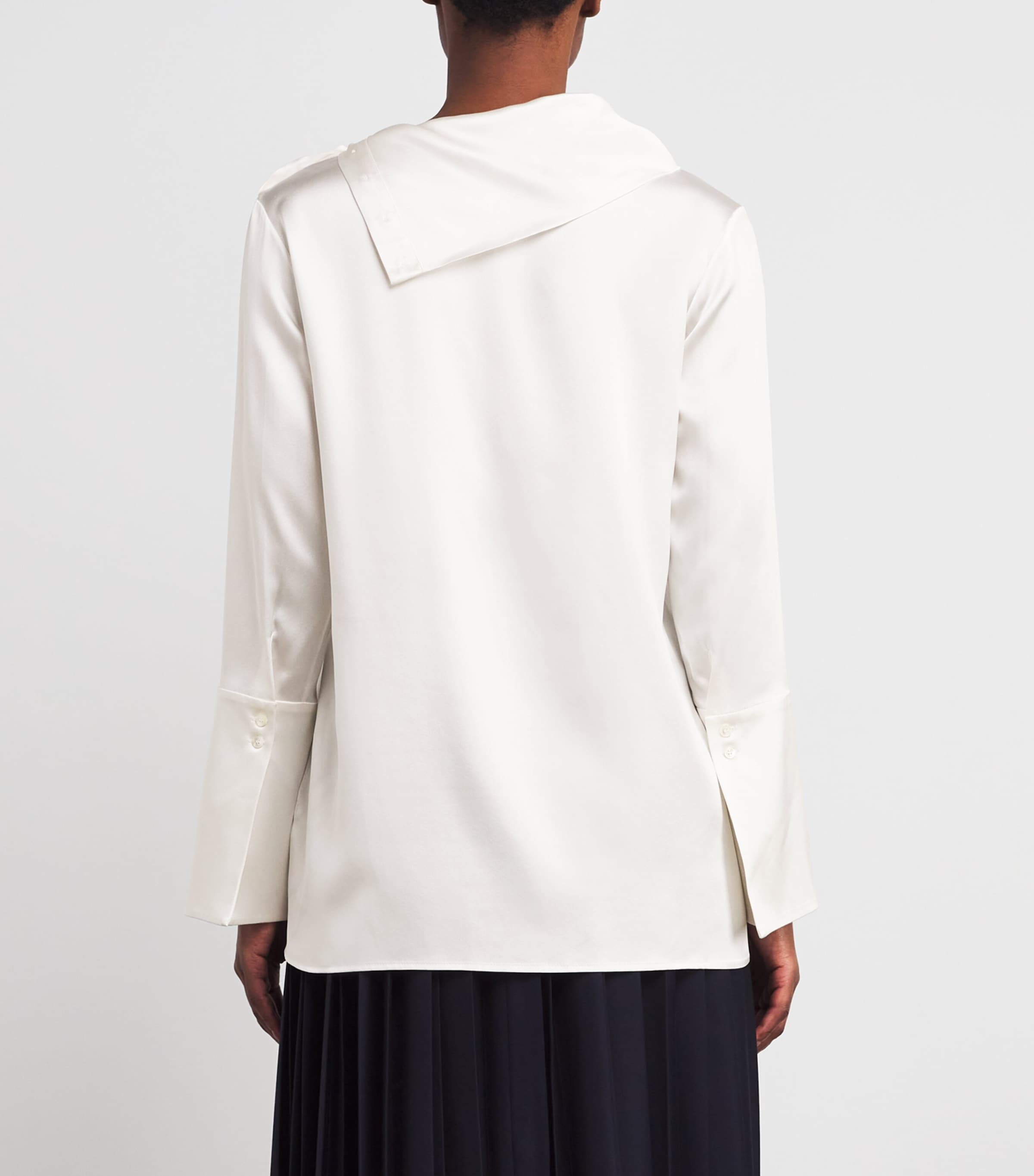 Laura Pitharas Womens Silk Mock-Neck Shirt Ivory Image 4