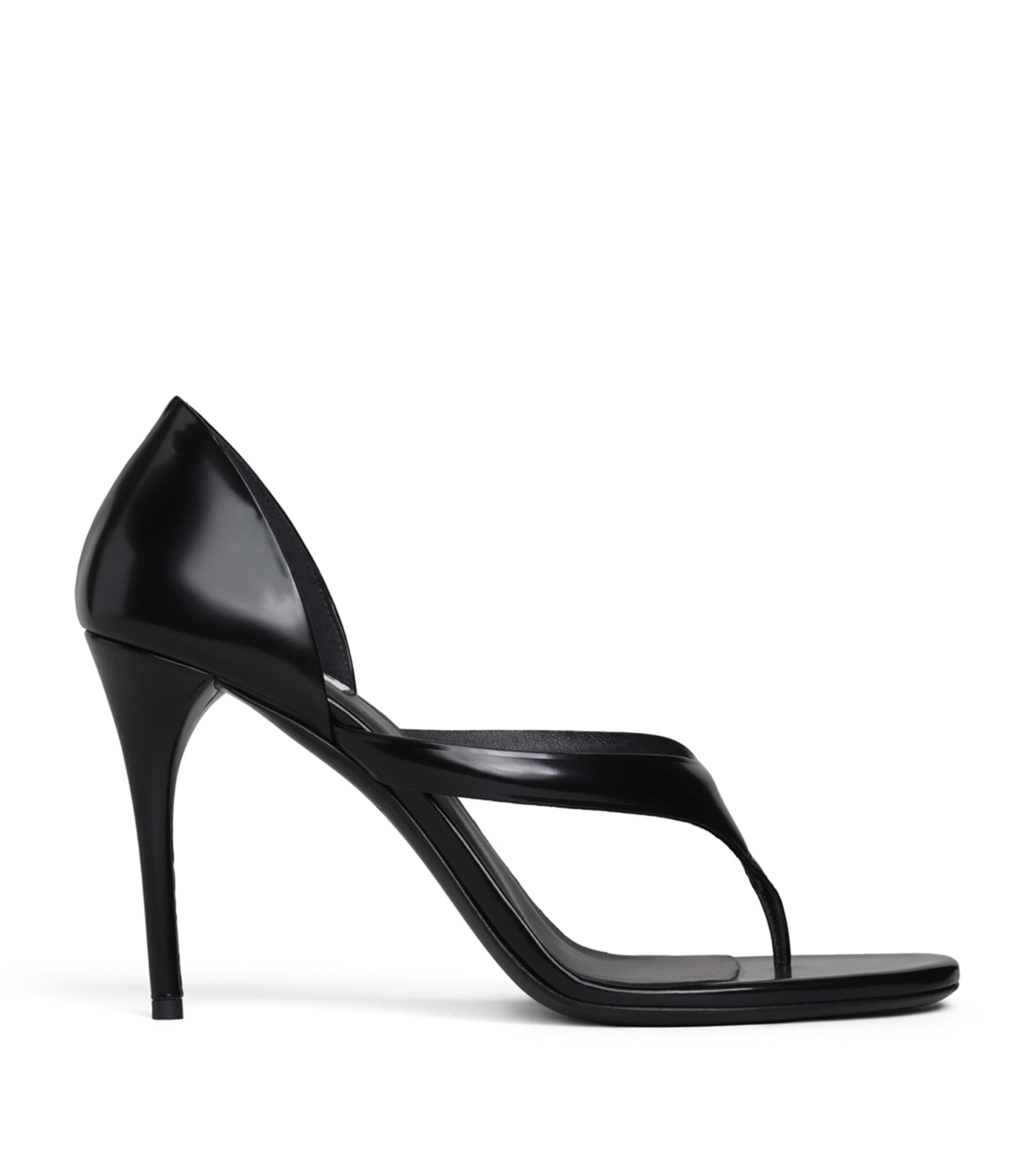 Alaïa Leather Infradito Heeled Sandals 90 Black Image 1