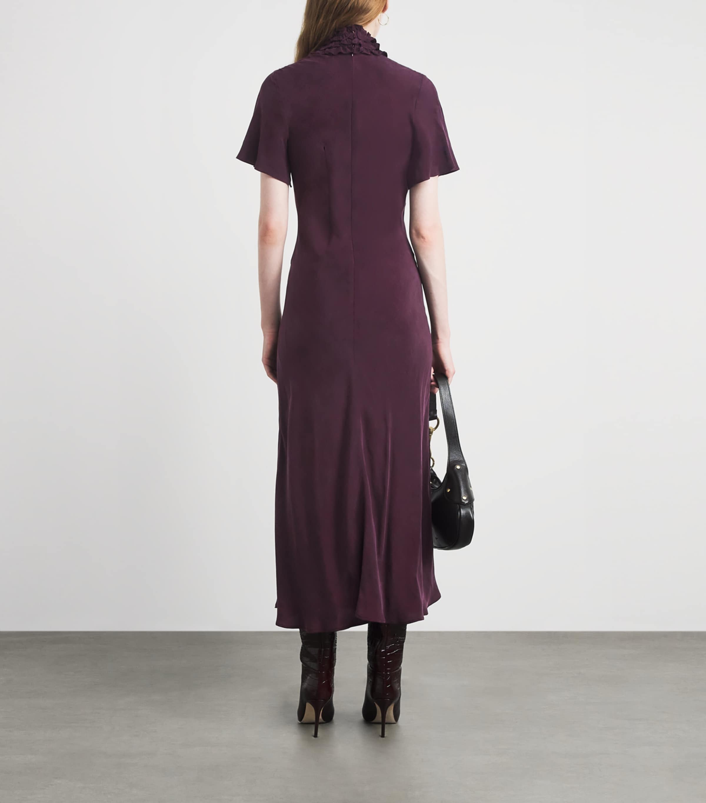 Claudie Pierlot Womens Teardrop-Detail Midi Dress Dark Dahlia Image 4