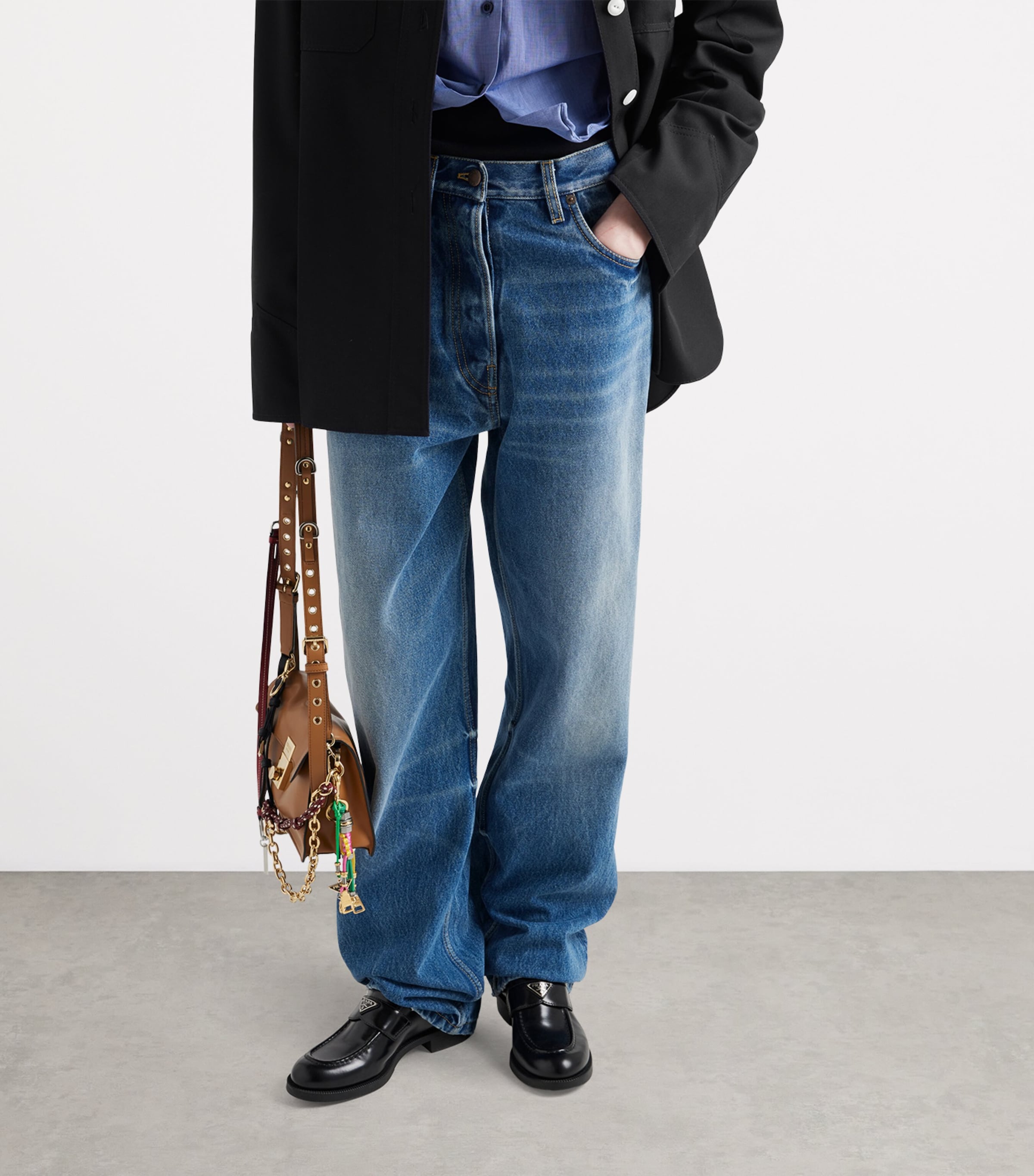 Prada Womens Wide-Leg Jeans Image 4